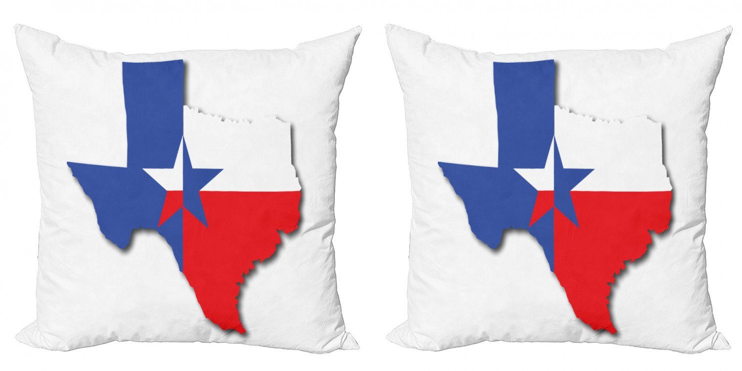 Kissenbezüge Modern Accent Doppelseitiger Digitaldruck, Abakuhaus (2 Stück), Texas Star Kartenumreiß Flagge