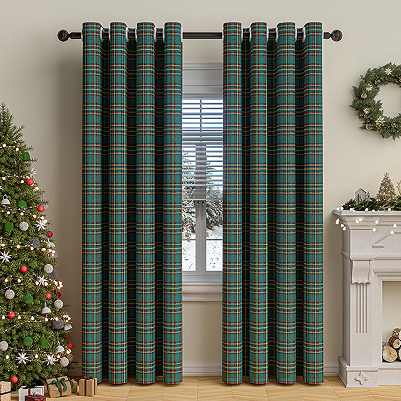 LMaxhome Verdunkelungsvorhang Blickdicht Karierter Weihnachtsvorhang Tartan günstig online kaufen