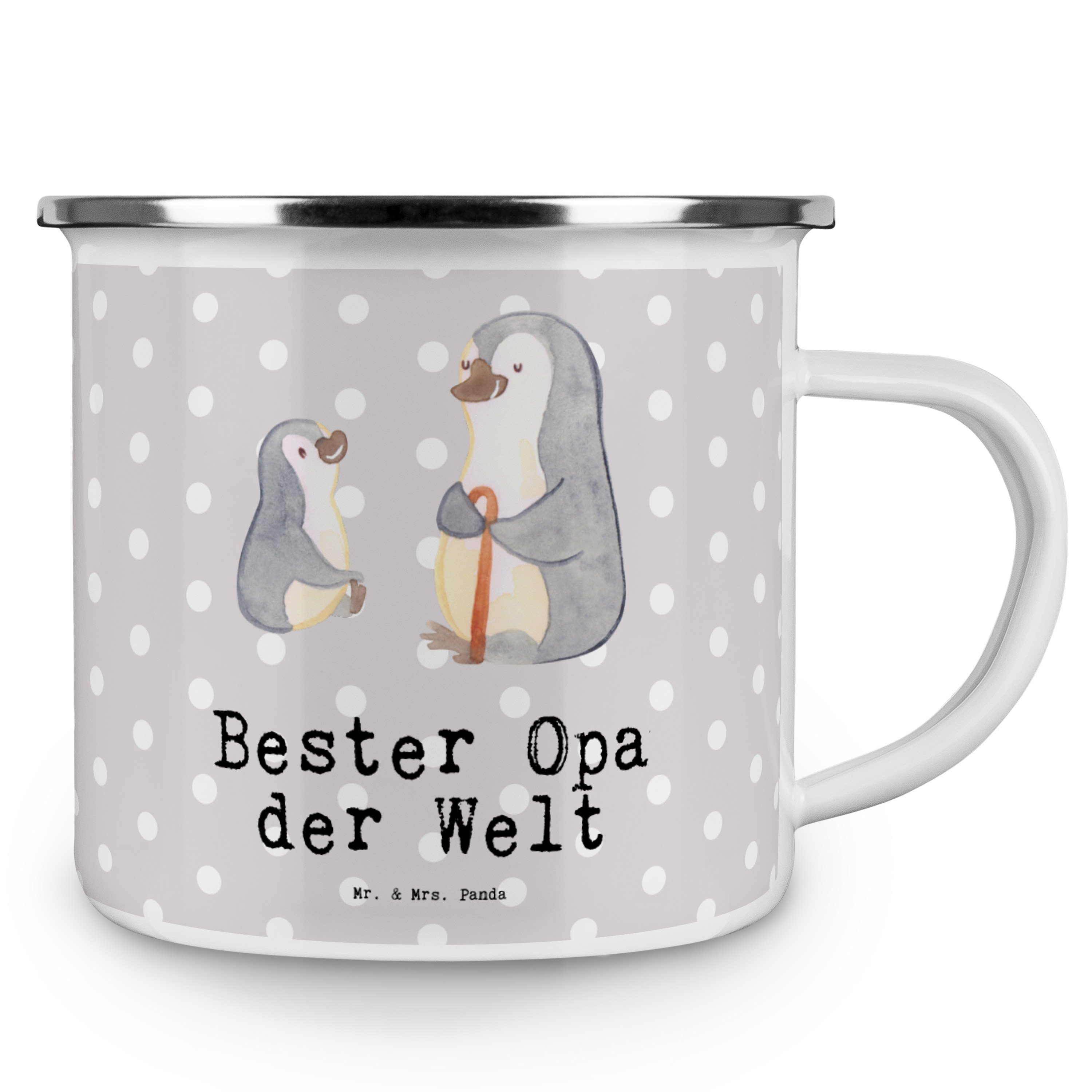 - Welt Grau Pastell Becher Geschenk, der Bester Mr. & Pinguin - Mrs. Emaille Geschenktipp, Opa Panda