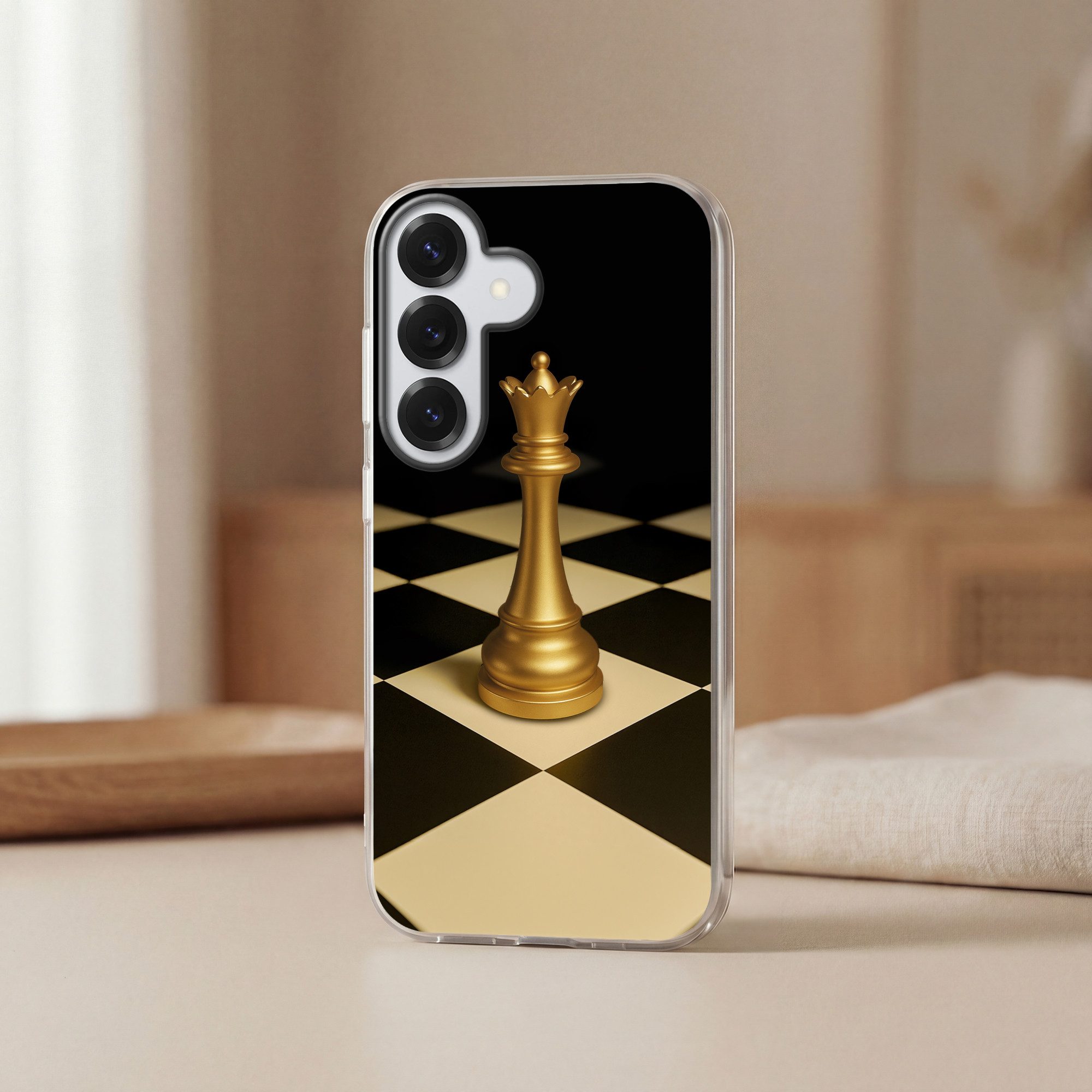 MuchoWow Handyhülle für Samsung Galaxy S26 Plus Dame - Schachfigur - Blockiert - Gold, Smartphone-Bumper, Print, Handy Schutzhülle Dünn