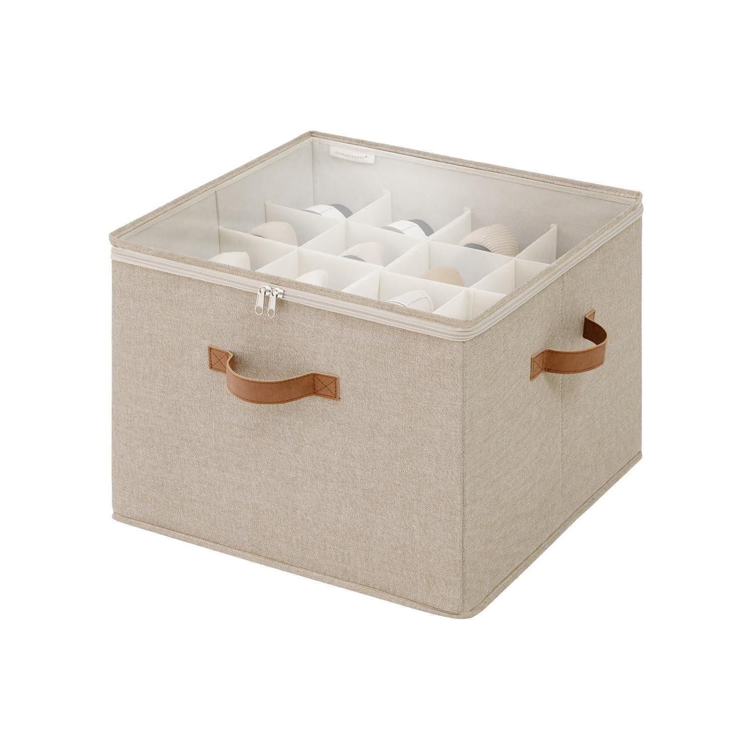 LuxusKollektion Schuhregal Schuhaufbewahrung 16 Paar Braun/Beige Stoff, 1-tlg.
