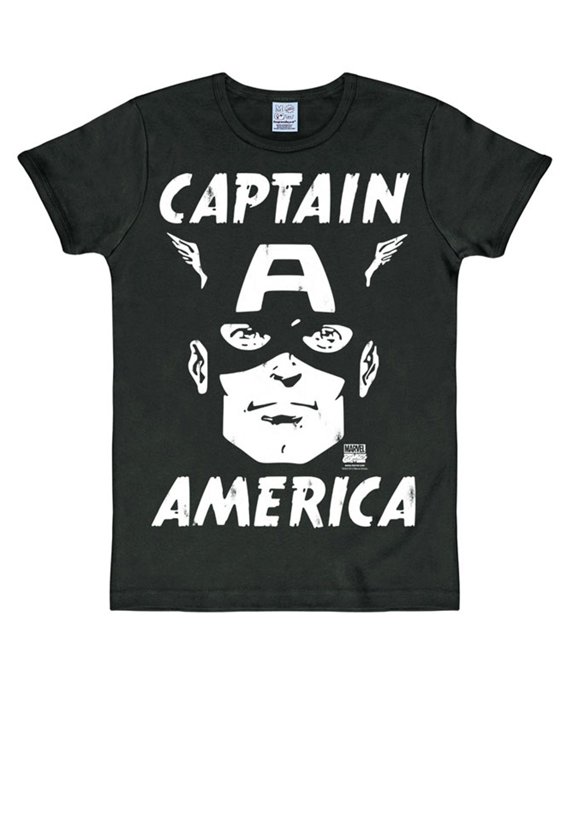 LOGOSHIRT T-Shirt Captain America - Portrait mit Captain America-Print