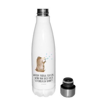Mr. & Mrs. Panda Thermoflasche Bär Seifenblasen - Weiß - Geschenk, Trinkflasche, Thermos, Thermoflas, Einzigartige Geschenkidee