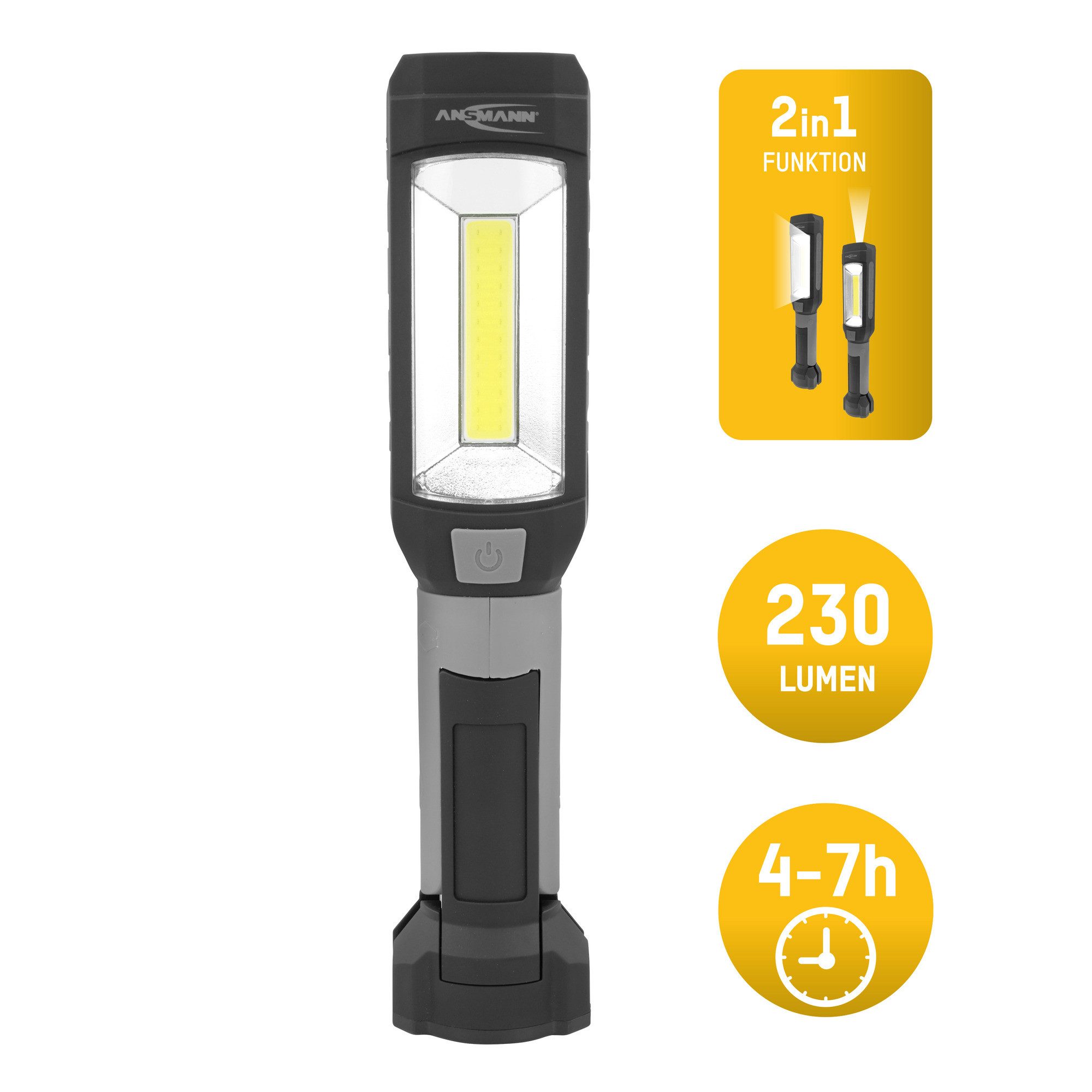 ANSMANN AG LED Arbeitsleuchte LED Werkstattlampe 230 Lumen - Arbeitsleuchte kabellos magnetisch 3W, LED