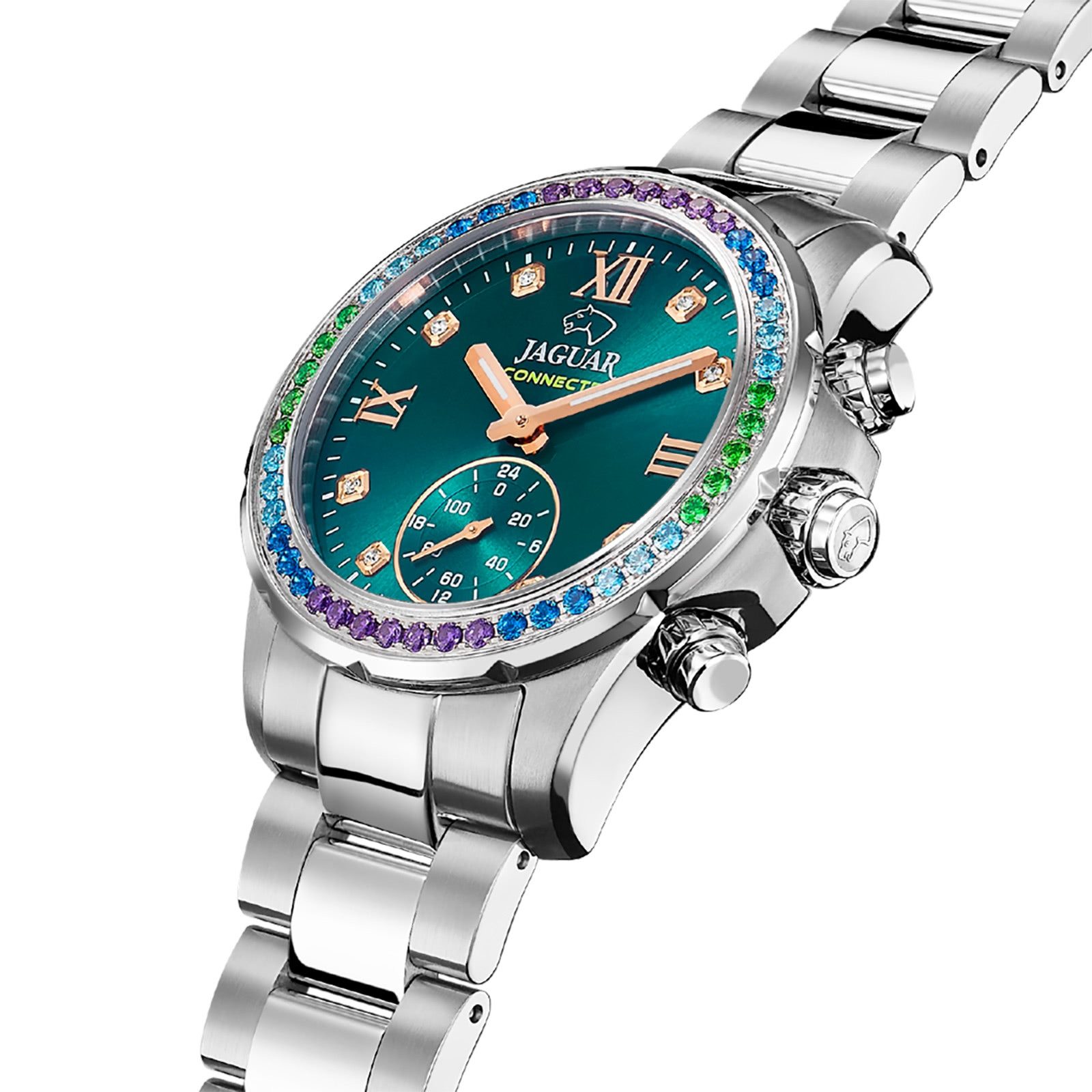JAGUAR Multifunktionsuhr Jaguar Damenuhr Edelstahl silber Jaguar, (Multifunktionsuhr), Damen Armbanduhr rund, Edelstahlarmband silber