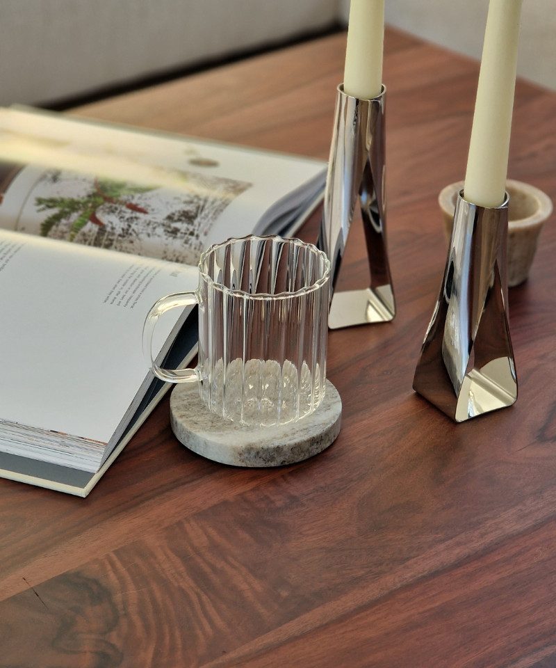 Zoha Glas Riffle Cup Kaffeeglas Teeglas Heißgetränke - 350 ml, 4-tlg., Borosilikatglas, Hitzebeständig Trinkglas Cocktailgläser Eiskaffeegläser Tee Saft – Bild 4 von 5