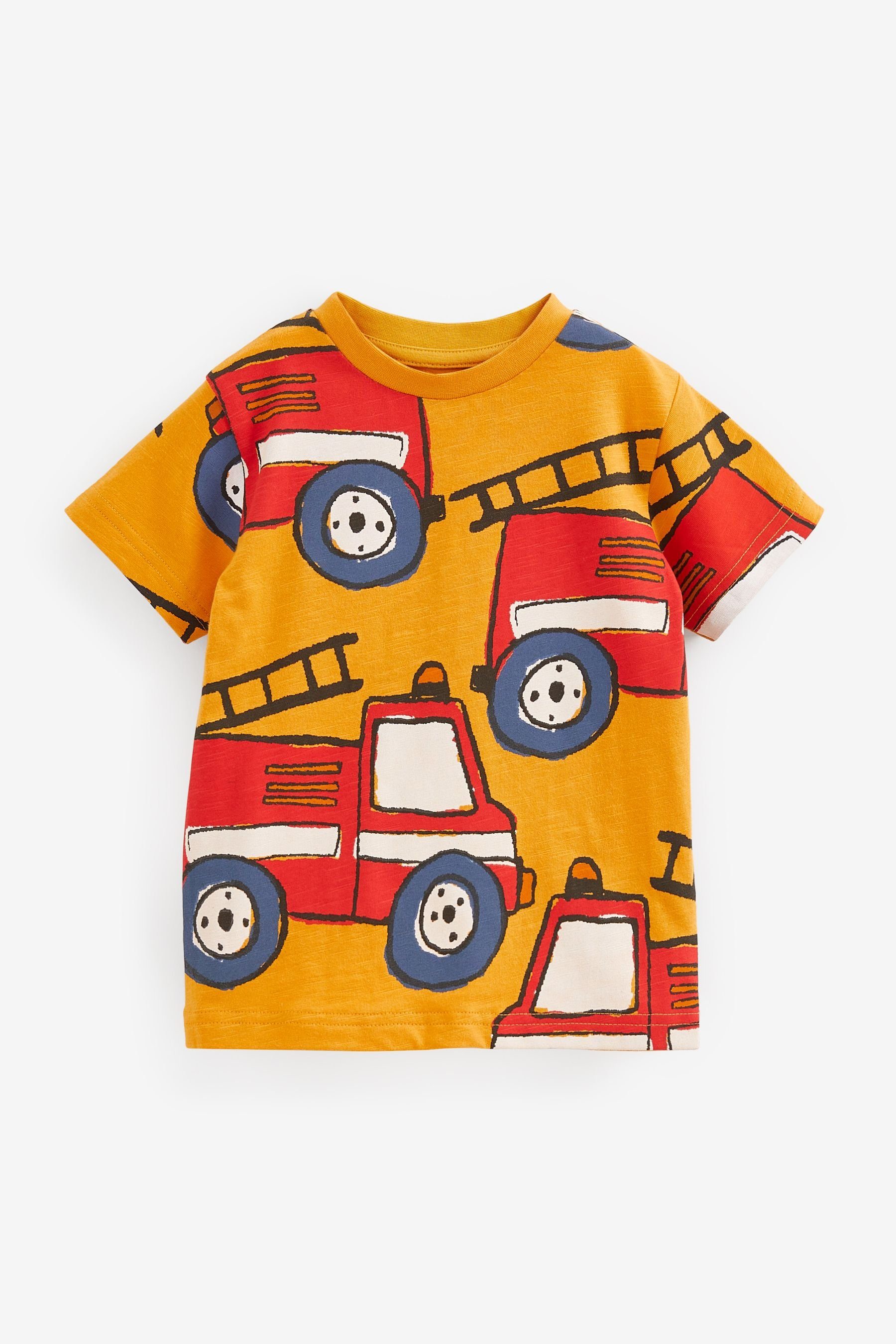 Next T-Shirt T-Shirt mit kurzen Ärmeln, durchgehend bedruckt (1-tlg) Yellow Fire Engine