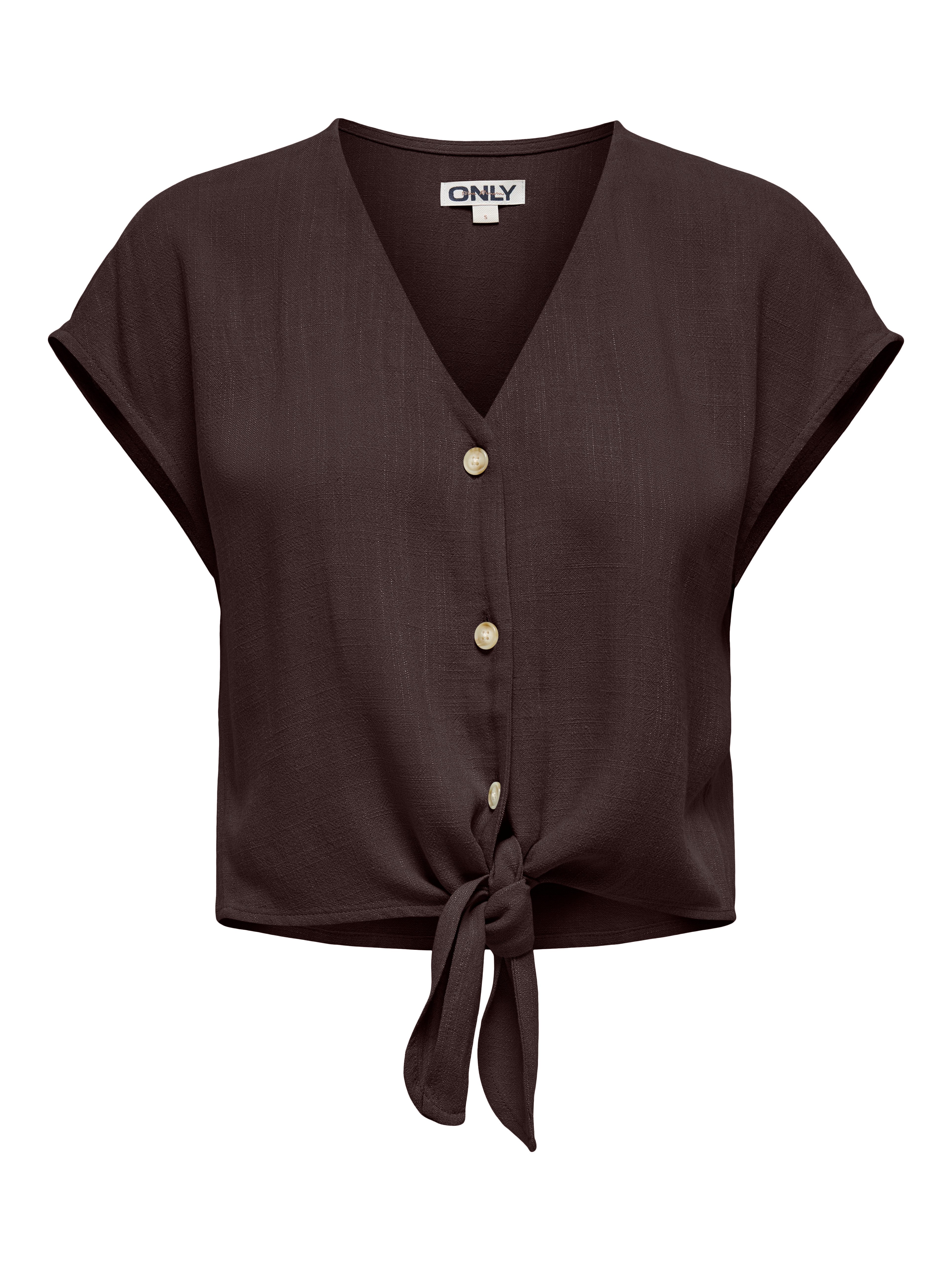 ONLY Kurzarmbluse ONLSIESTA SS KNOT LIN BL SHIRT PNT NOOS Viskosemischung, regular fit