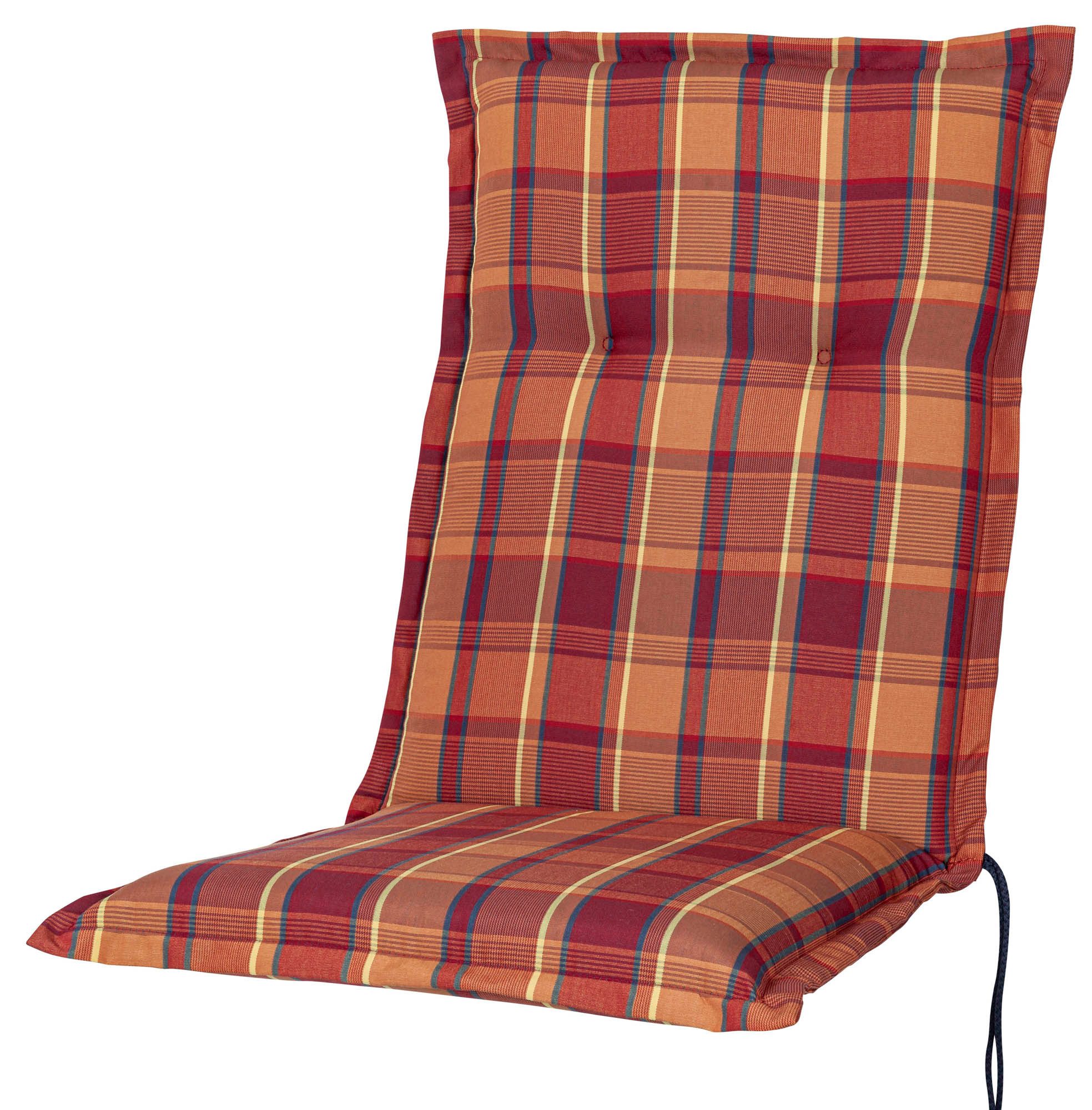KETTtex Sesselauflage Mittellehner Florence 2136 orange-rot kariert 110x49x8 cm KETTtex