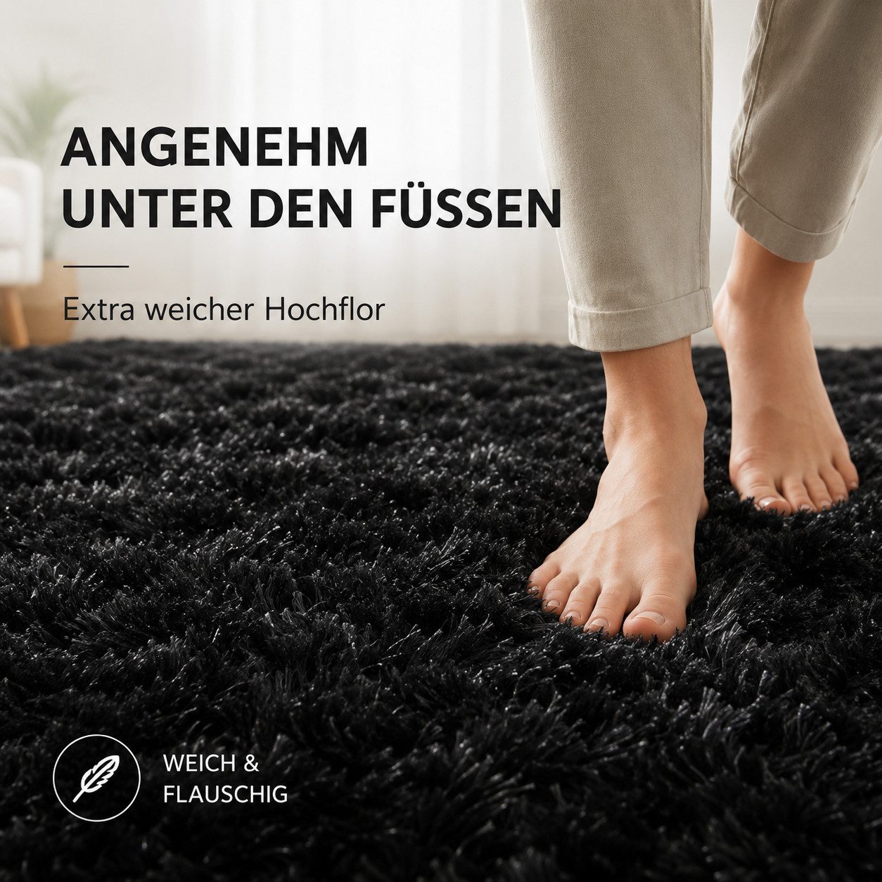 Lochas Hochflor-Teppich Hochflor-Teppich weich & kuschelig für Wohnzimmer und Schlafzimmer – Bild 4 von 5