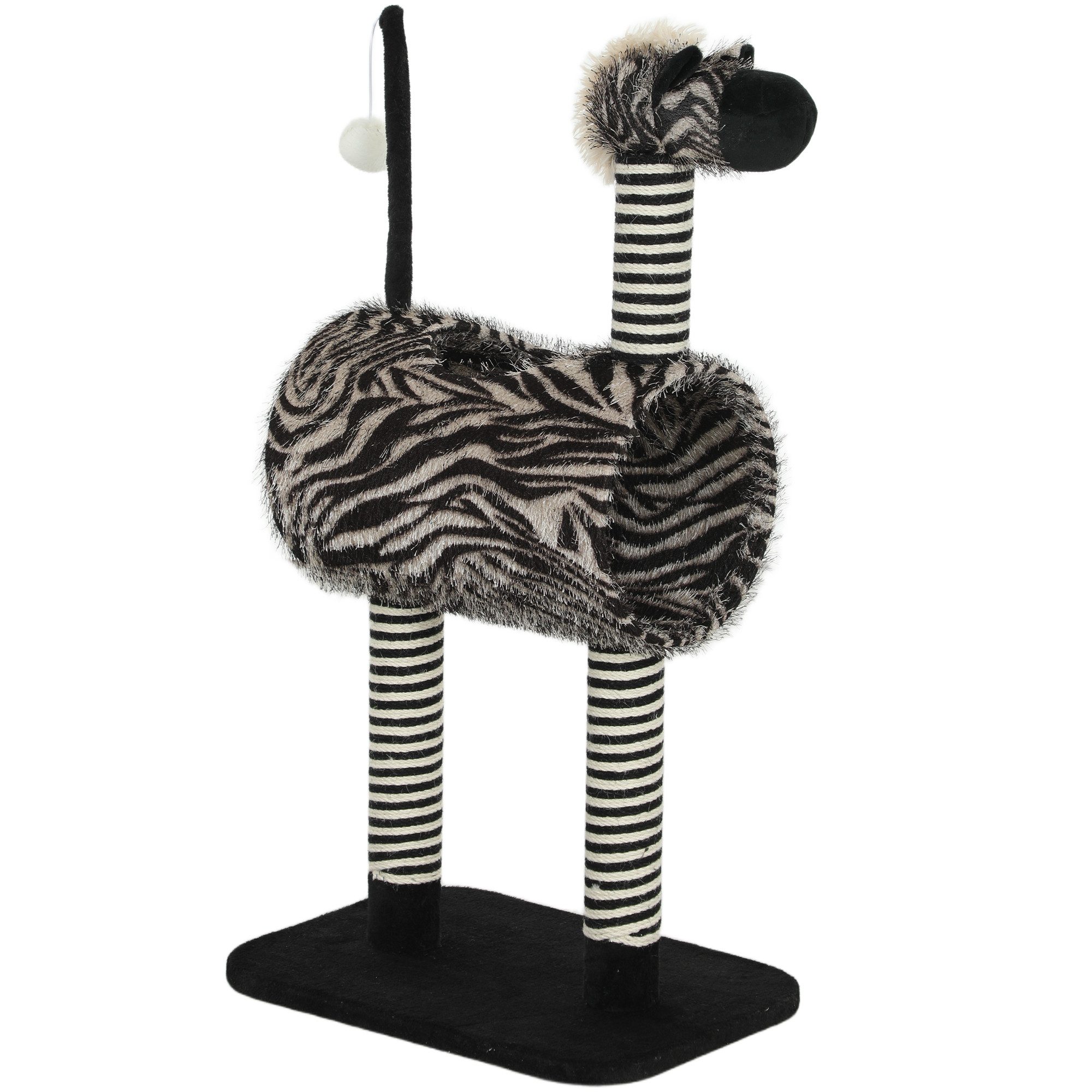 MIBODE Agility-Tunnel Kratzbaum Zebra-Design mit Katzentunnel und Kratzstämmen