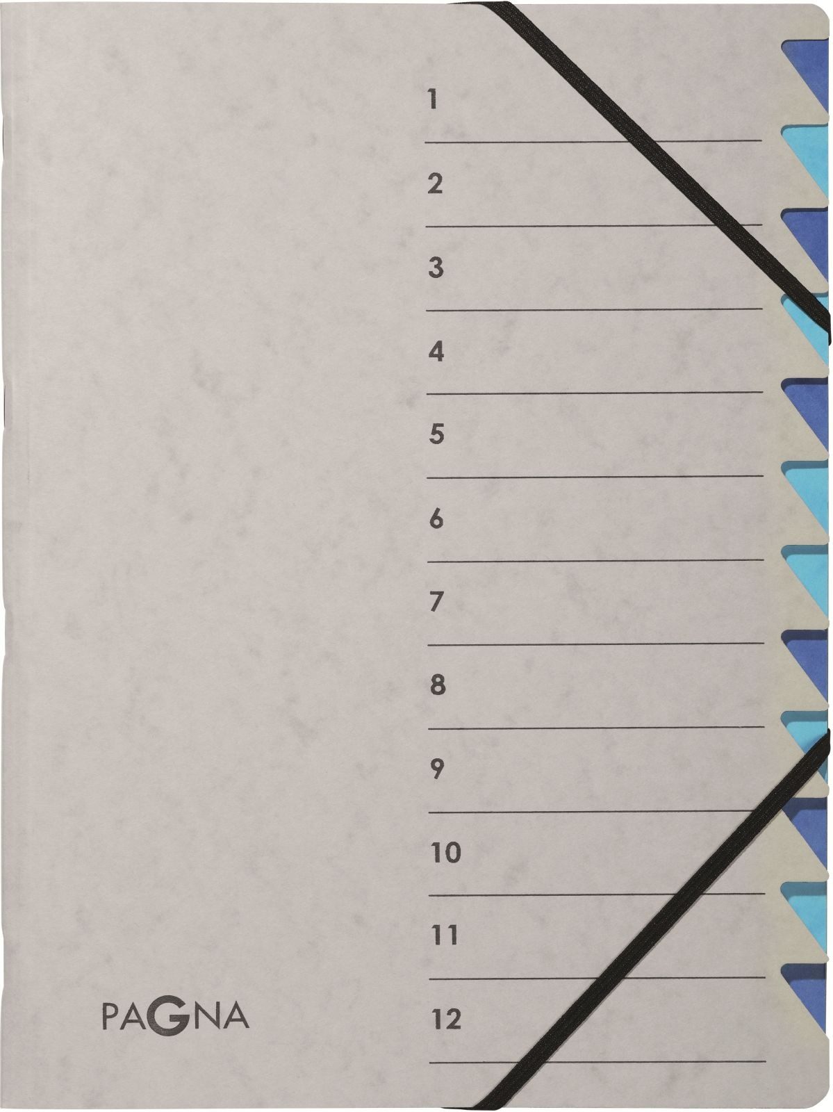 PAGNA Organisationsmappe Ordnungsmappe A4 12 Fächer Easy Grey blau 1-12