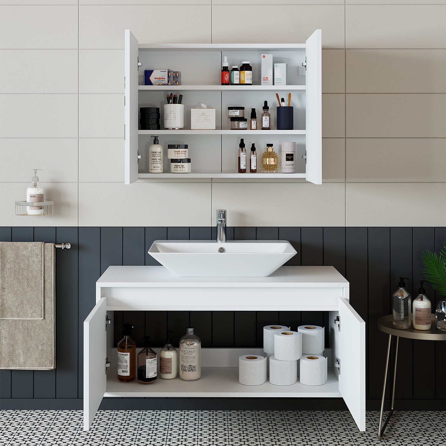 Roomart Badmöbel-Set ATL-3TLG-100, (Badezimmermöbel Set Unterschrank günstig online kaufen