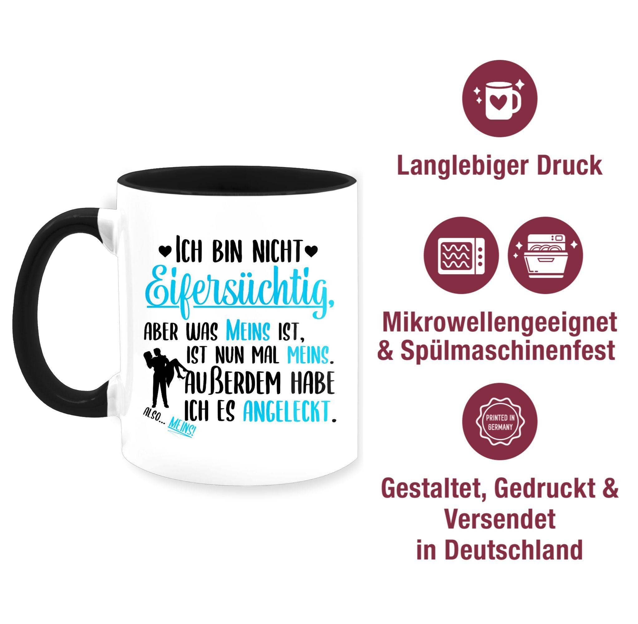 bin Keramik, Valentinstag Eifersüchtig Ich - ist Schwarz Shirtracer 1 nicht meins, Geschenk Tasse ist meins