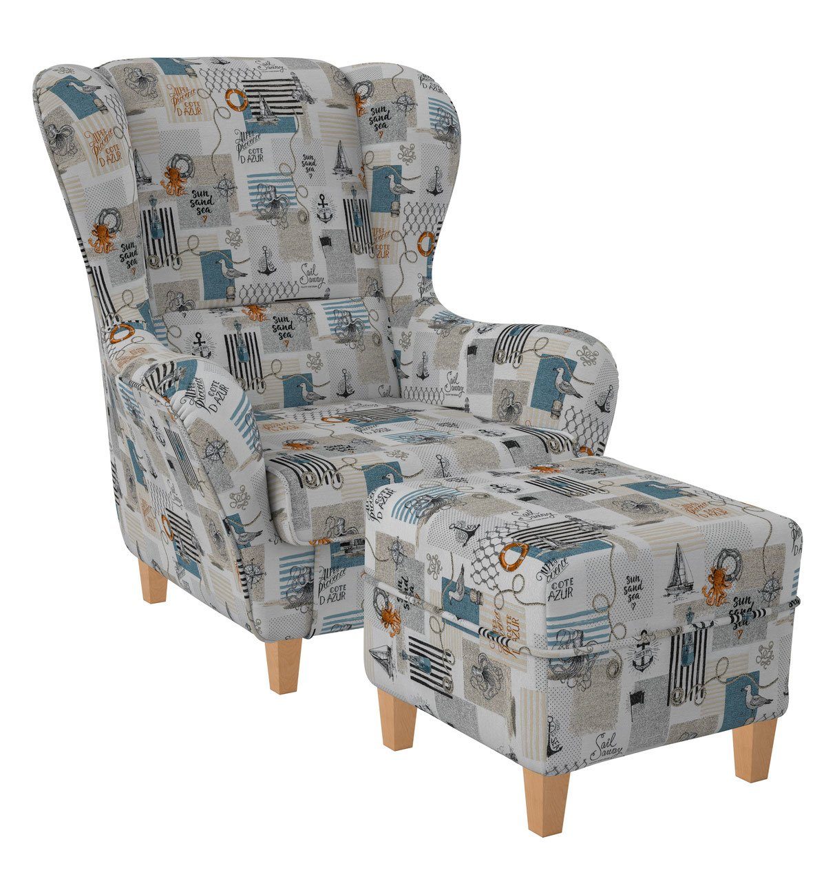 Supellex Ohrensessel Sofia Relaxsessel mit Hocker günstig online kaufen