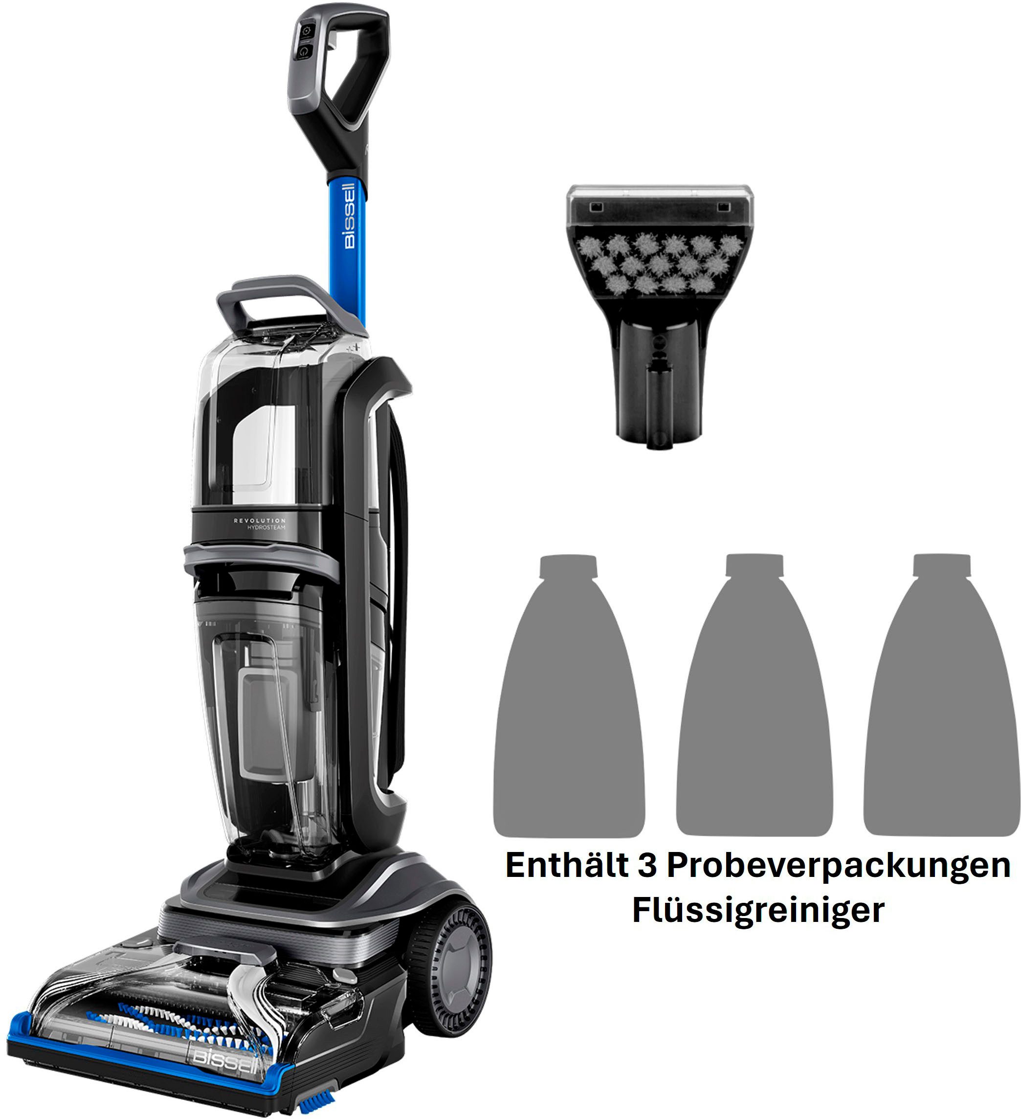 Bissell Teppichreinigungsgerät 3670N, Revolution® HydroSteam™, Teppichreiniger, mit Dampf, Dual-Tank, 1300 W, beutellos, reinigt Flecken auf Teppichboden, Polster, Treppe, schnelltrocknend