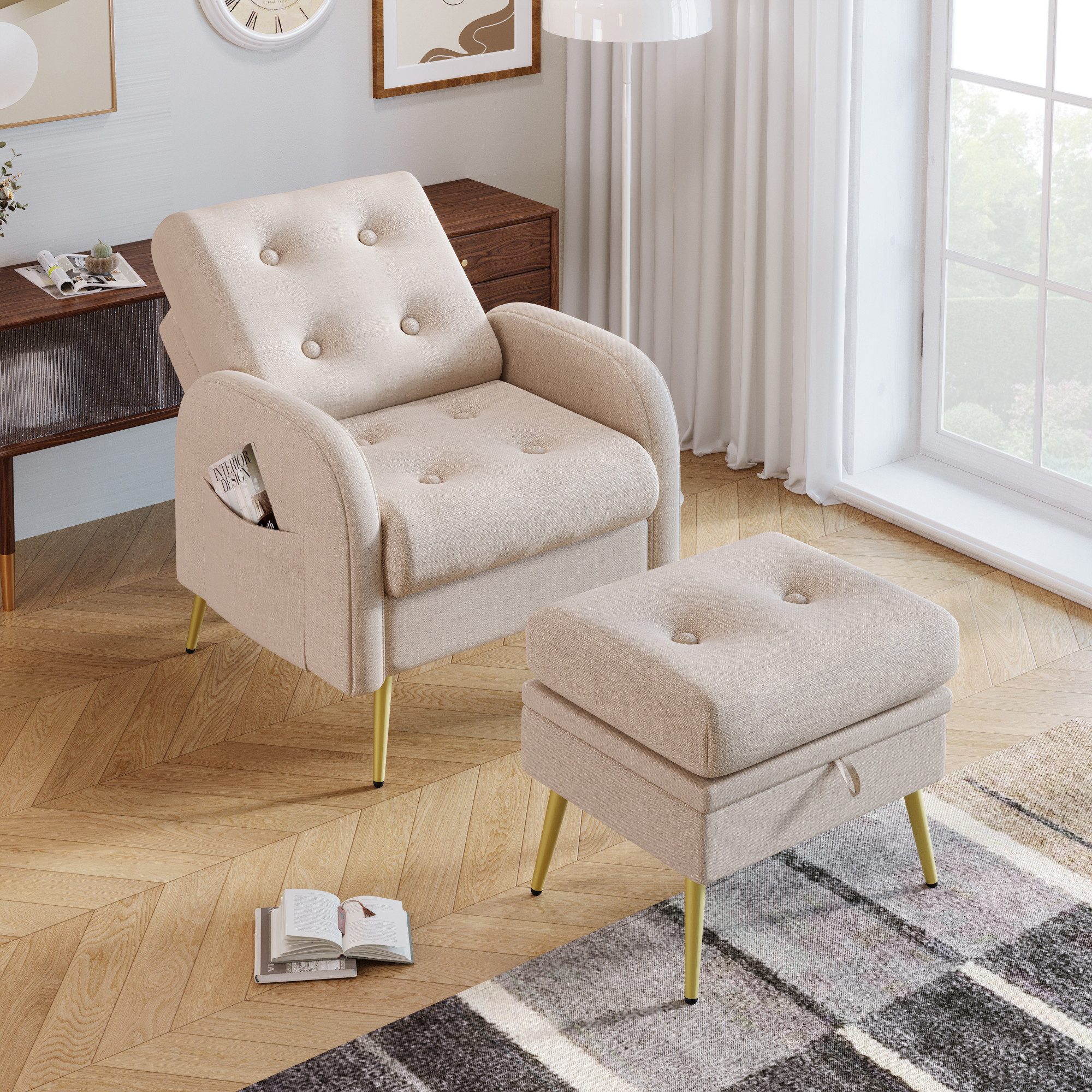 Merax Sessel Einzelsessel Loungesessel mit Fußstütz günstig online kaufen