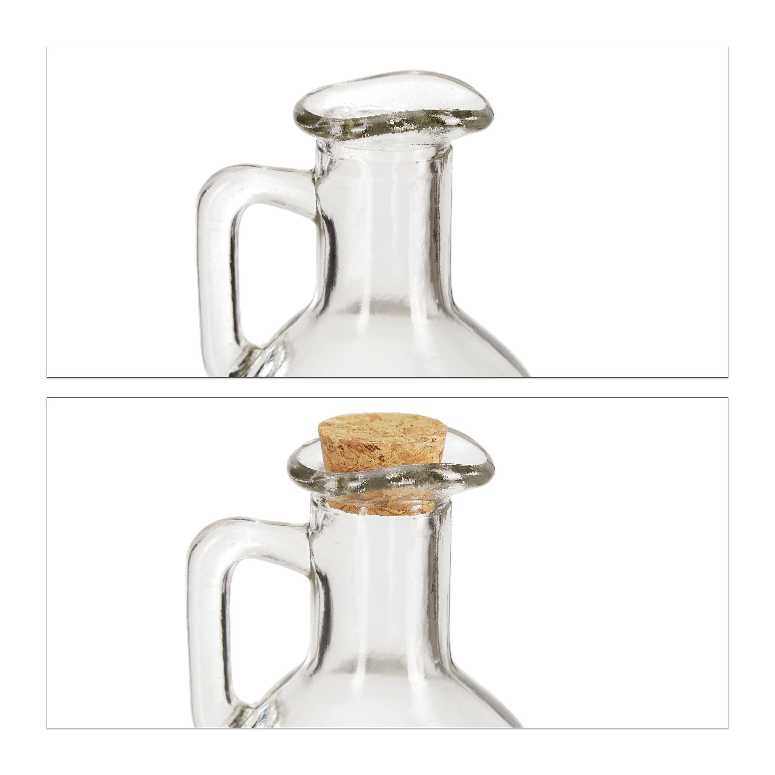 relaxdays Ölkanne 4 x Öl- & Essigkanne Glas