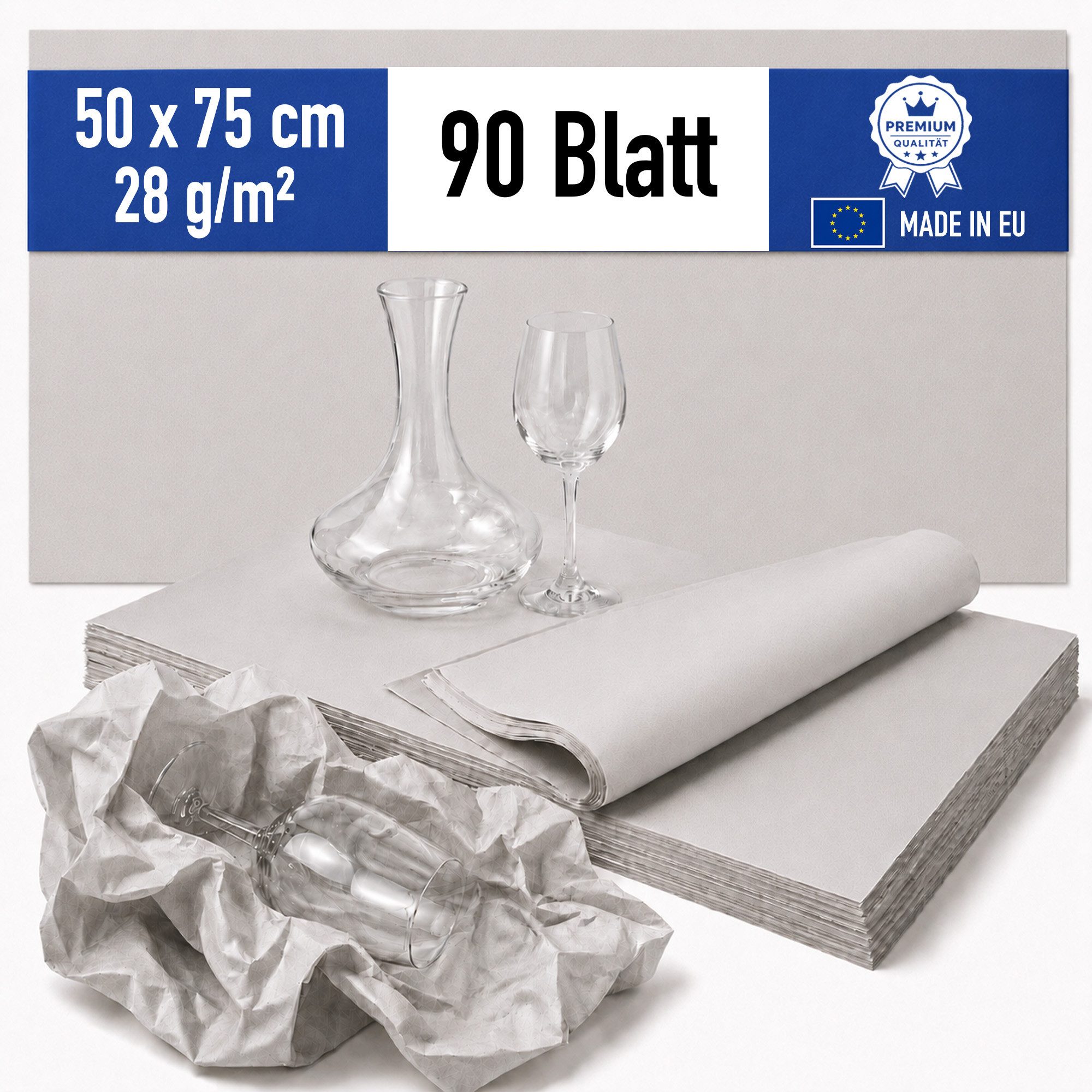 Papieronkel Seidenpapier Packseide Packpapier Bögen 50x75cm 28g/m² für Packen Umzug Geschirr, 100% Öko-Recycling, Einschlagpapier zum Einwickeln, weich & staubarm