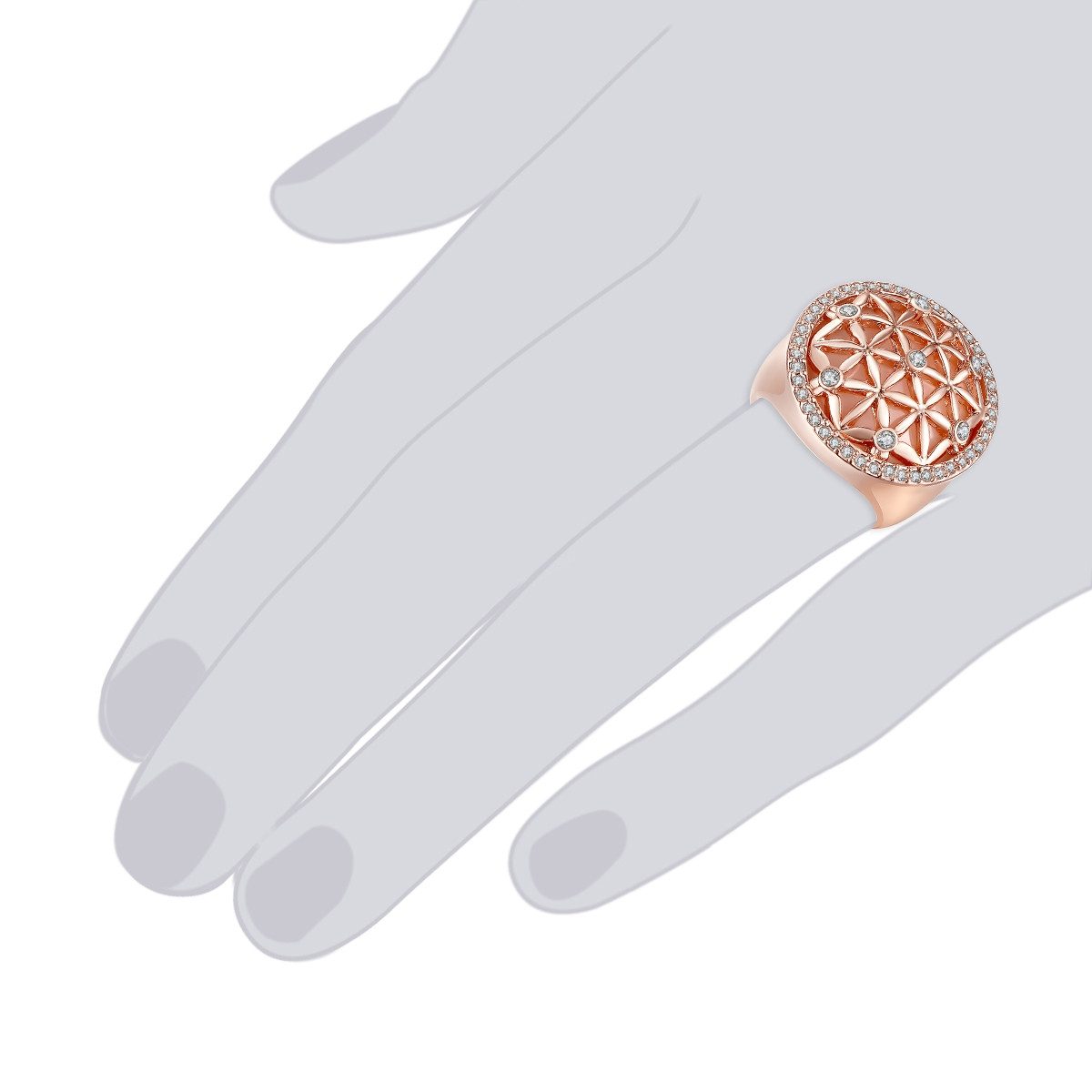 Lulu & Jane Fingerring roségold, verziert mit Kristallen von Swarovski® günstig online kaufen
