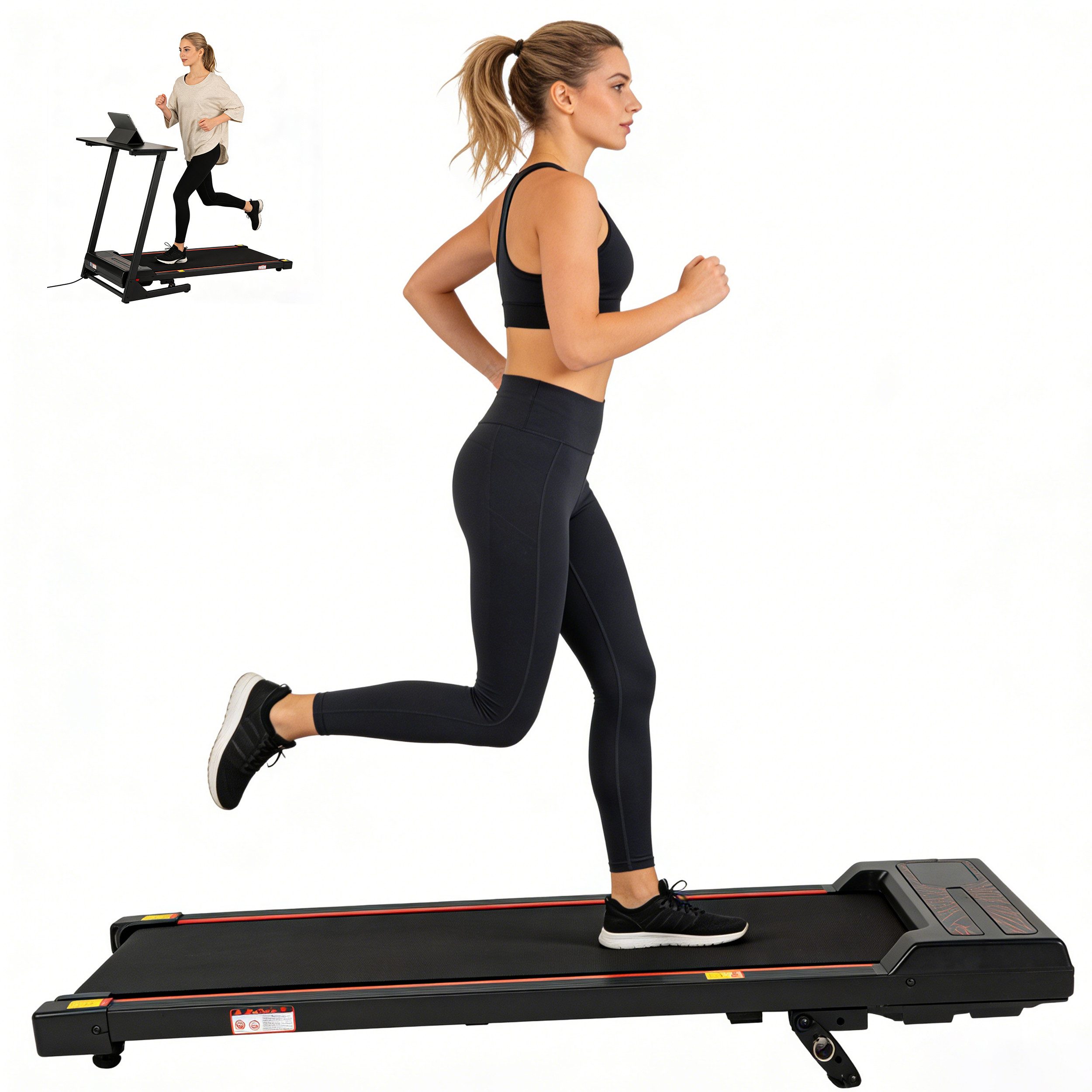 Vankel Laufband für Zuhause, Ultraflaches Laufband, 1-6 km/h (Fernbedienung), Platzsparend unter Bett oder Sofa verstaubar