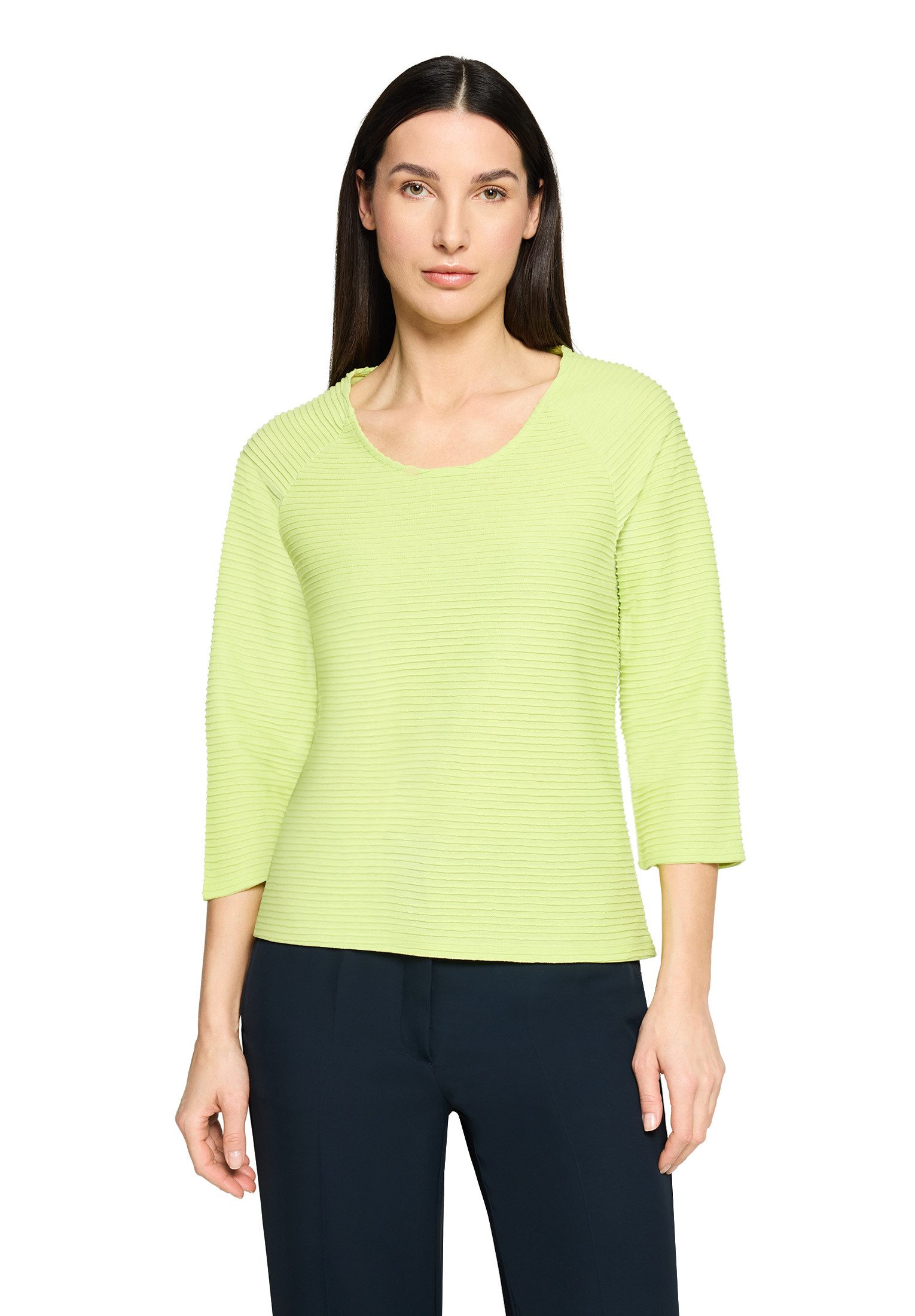 3/4-Arm-Shirt Damen mit Rippenstruktur