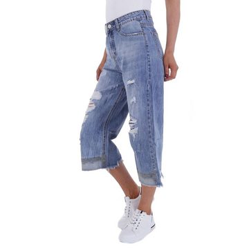 Ital-Design Bootcut-Jeans Damen Elegant Destroyed-Look Bootcut Jeans in Blau
