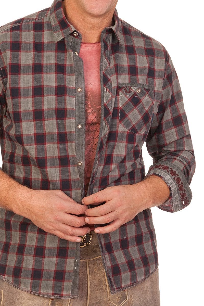 KRÜGER BUAM Trachtenhemd Trachtenhemd - FABIAN - blau, rot