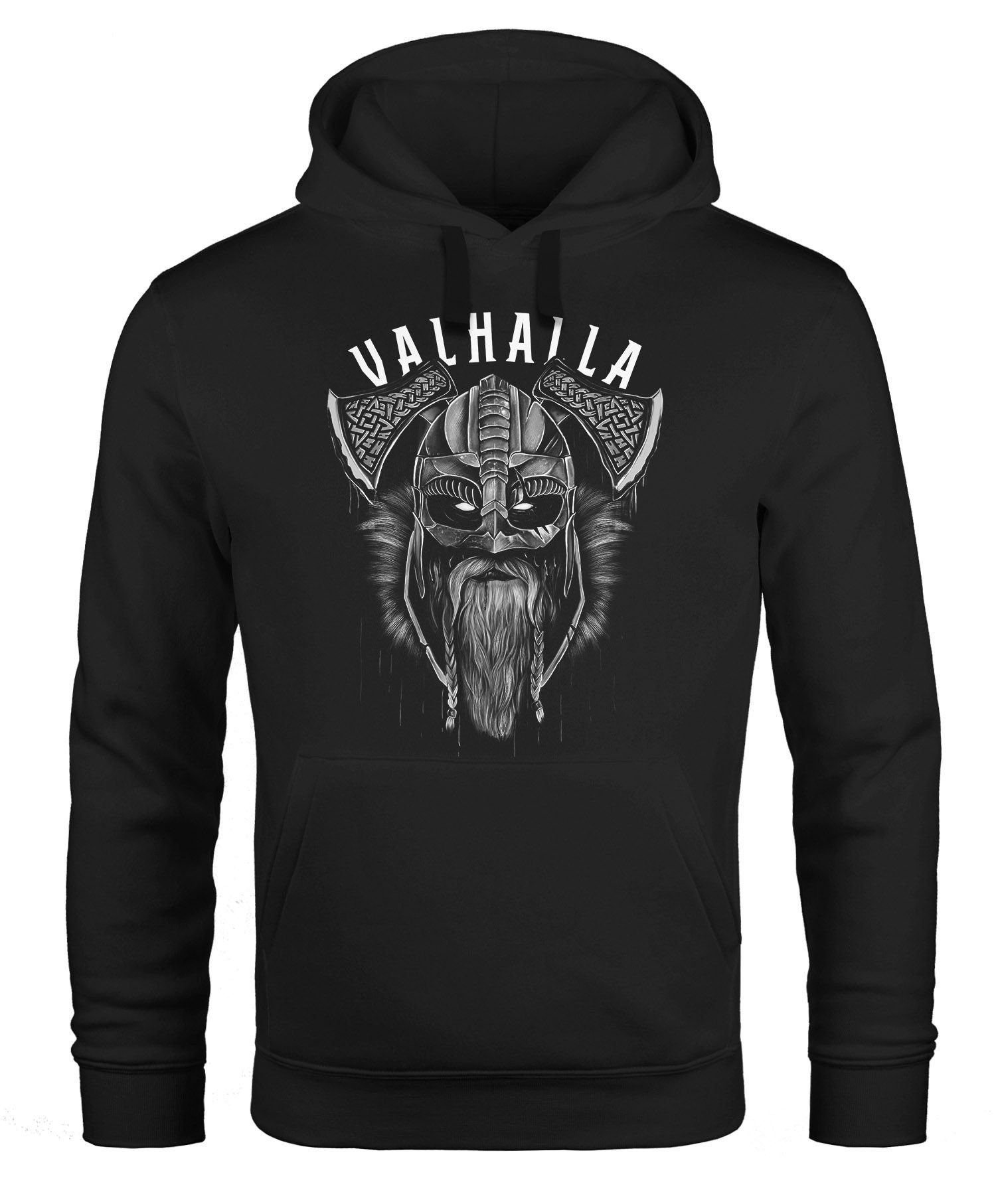 Neverless Hoodie Hoodie Herren Aufdruck Valhalla Wikinger Helm Viking Odin Krieger Kapuzen-Pullover Männer Fashion Streetstyle Neverless®