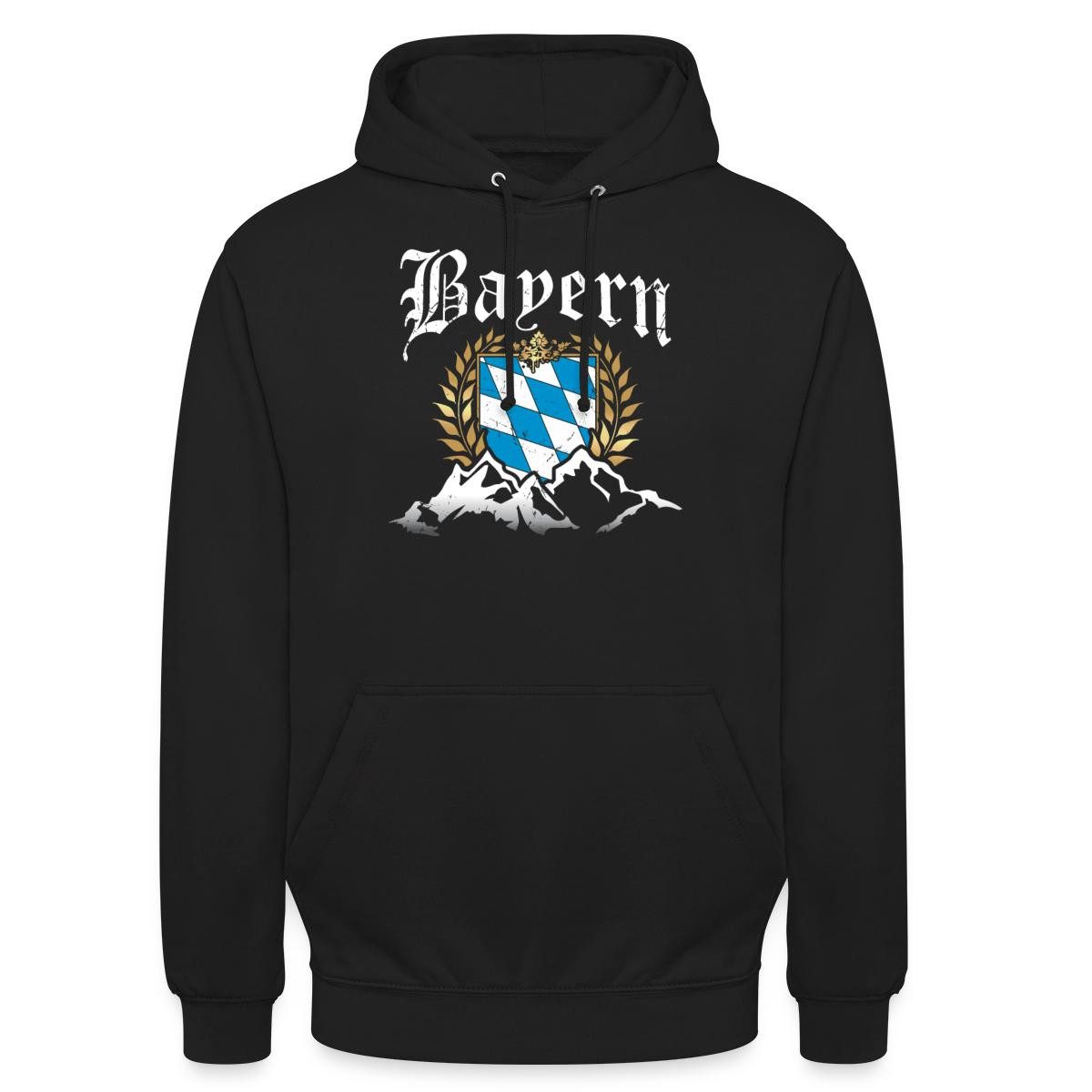 Spreadshirt Hoodie Bayern Wappen Vintage Look Unisex Hoodie (1-tlg) Unisex-Schnitt: Sitzt bei Männern körpernah, bei Frauen weit