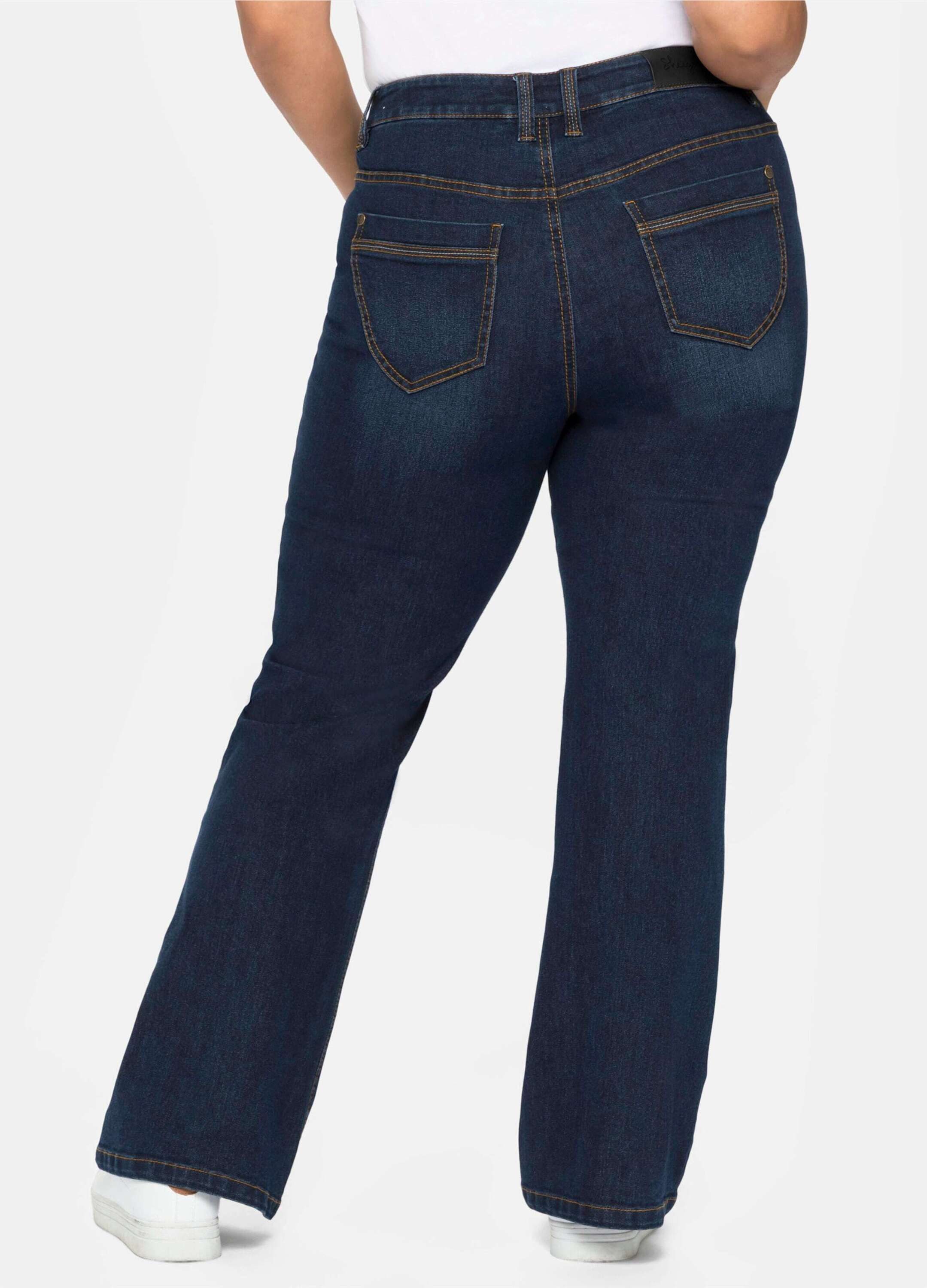 Sheego Bequeme Jeans Bootcut-Jeans mit verstellbarem Bund günstig online kaufen