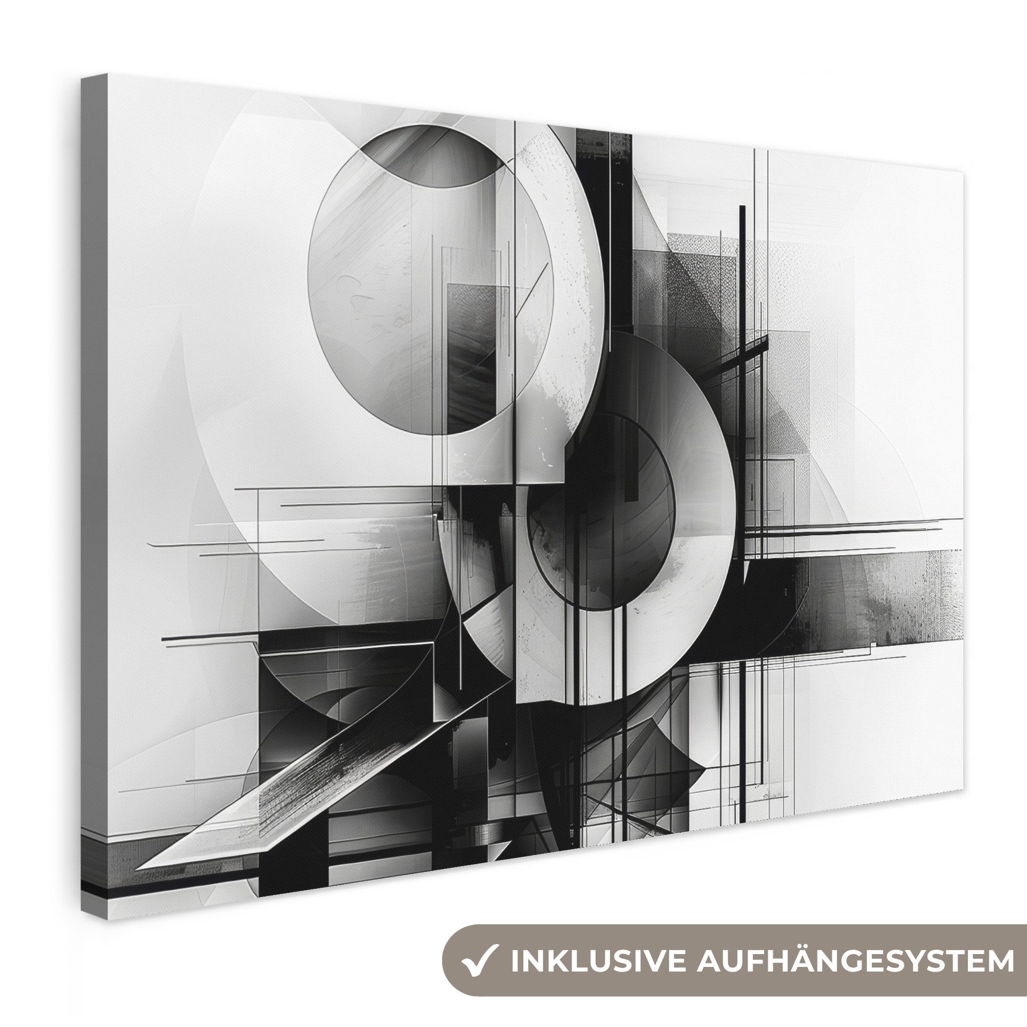 OneMillionCanvasses® Leinwandbild Abstrakt - Kunst - Modern - Schwarz und weiß, Fotodruck (1 St), Wandbilder Wohnzimmer Schlafzimmer 90x60 cm