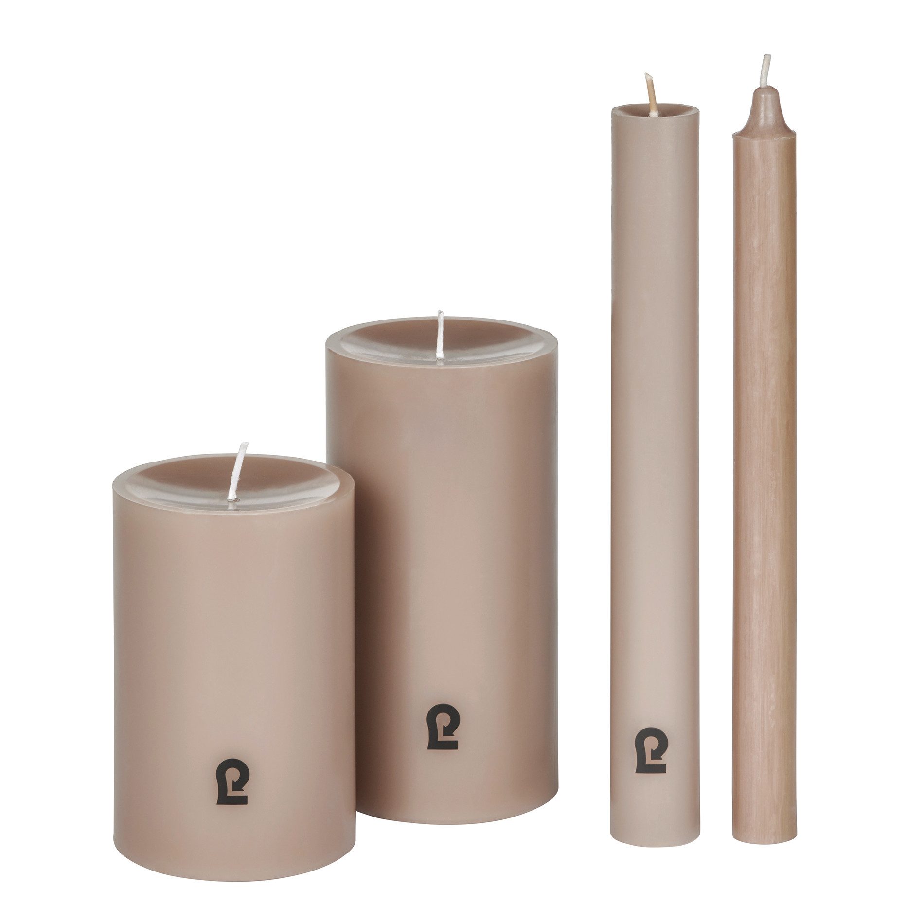 Lambert Stumpenkerze Kerze rund H 15 cm, B 8 cm gegossenkiesel