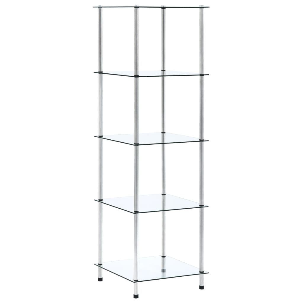 furnicato Bücherregal Regal mit 5 Ablagen Transparent 40x40x130 cm Hartglas