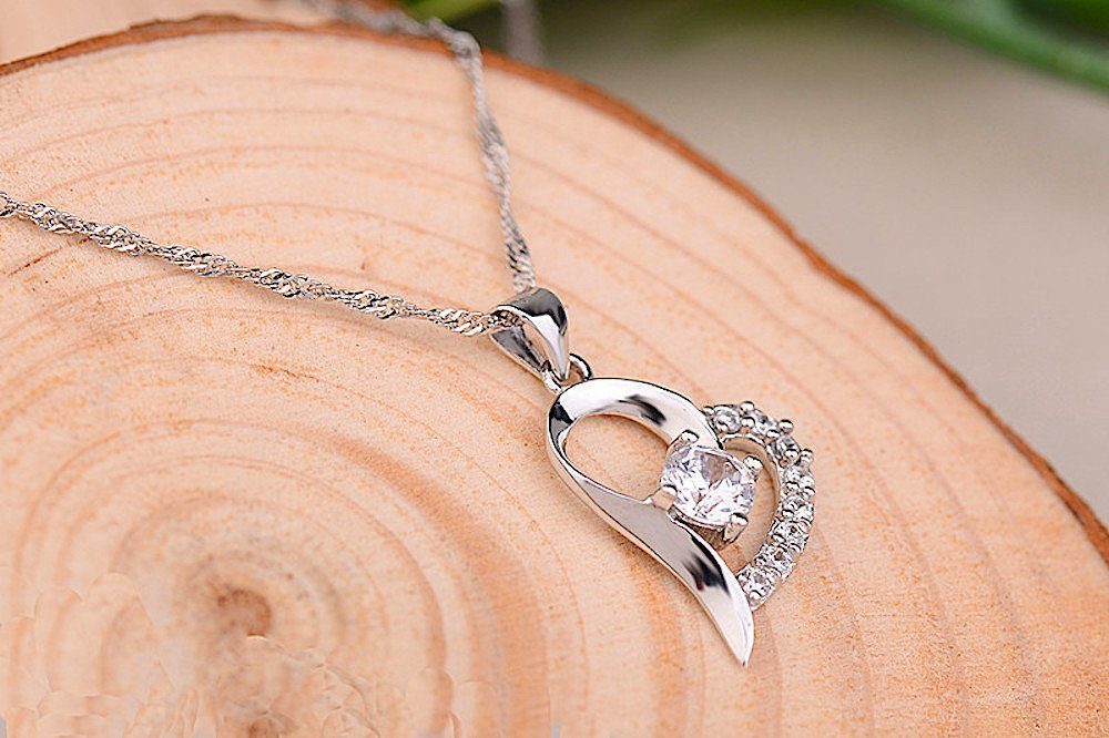 Kim Johanson Schmuckset Herz Silber, aus Edelstahl, mit Zirkonia - Kette & günstig online kaufen