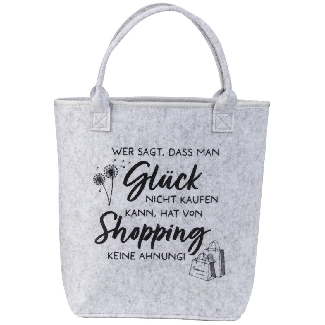Mel-O-Design Shopper Filztasche Tragetasche aus Filz (Einkaufstasche mit lustiger Aufschrift, Grau), H/B/T : 35x37x11cm