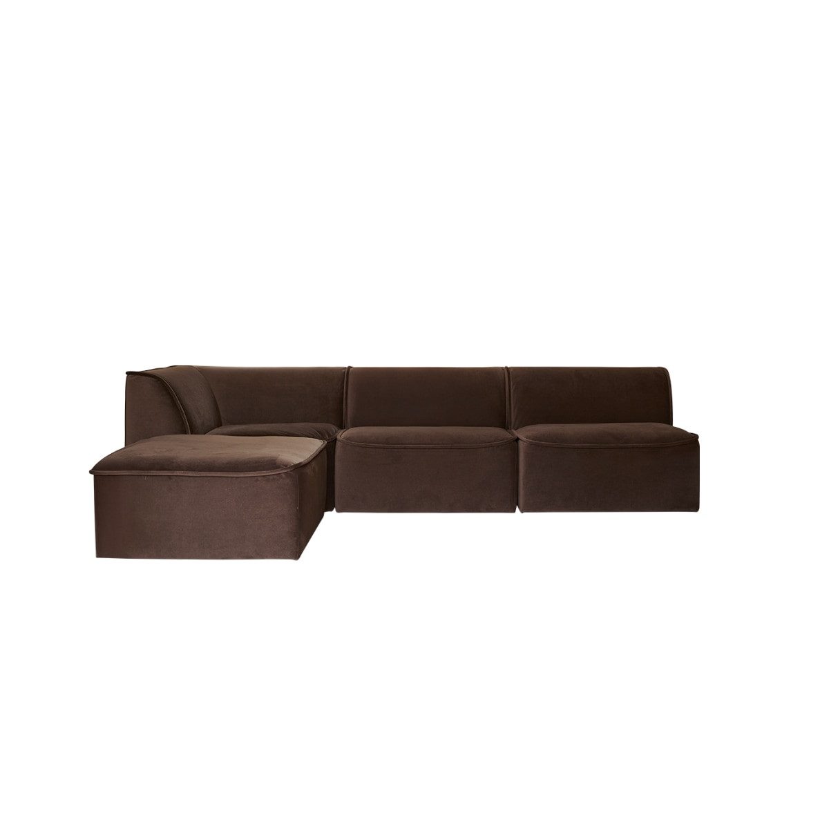 Tikamoon Sofa Quinto - Modulares Ecksofa links aus braunem Stoff, 3-4 Sitzer