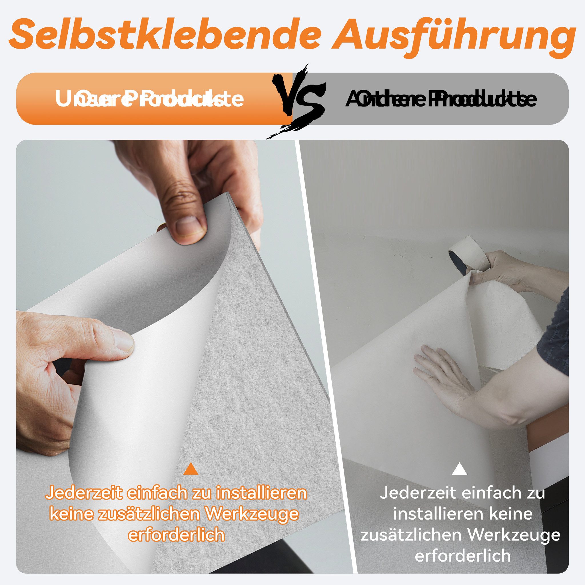 FIVMEN Wandpaneel Akustikpaneele Wand Selbstklebend Schalldämmung 4er/set, (16-tlg) Schwarz/Weiß/Hellgrau 120x60cm Polyesterfaser Langer Streifen – Bild 5 von 5