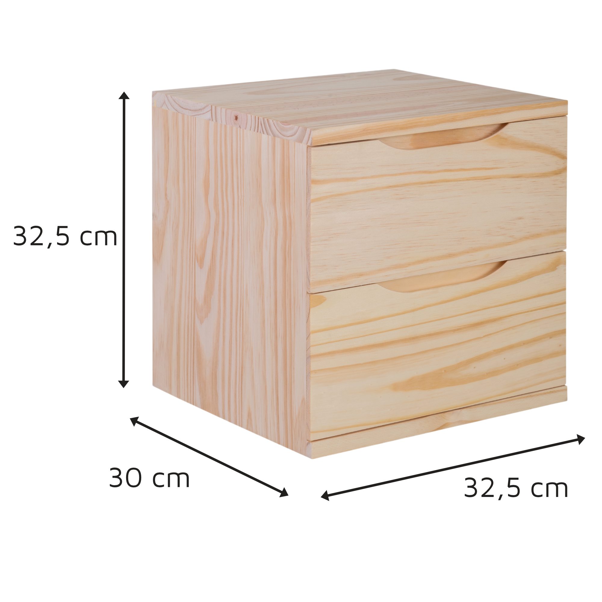 Lusimat Regalwürfel aus Holz mit Rückwand, 32,5 x 32,5 x 30 cm, Würfel aus Kiefernholz