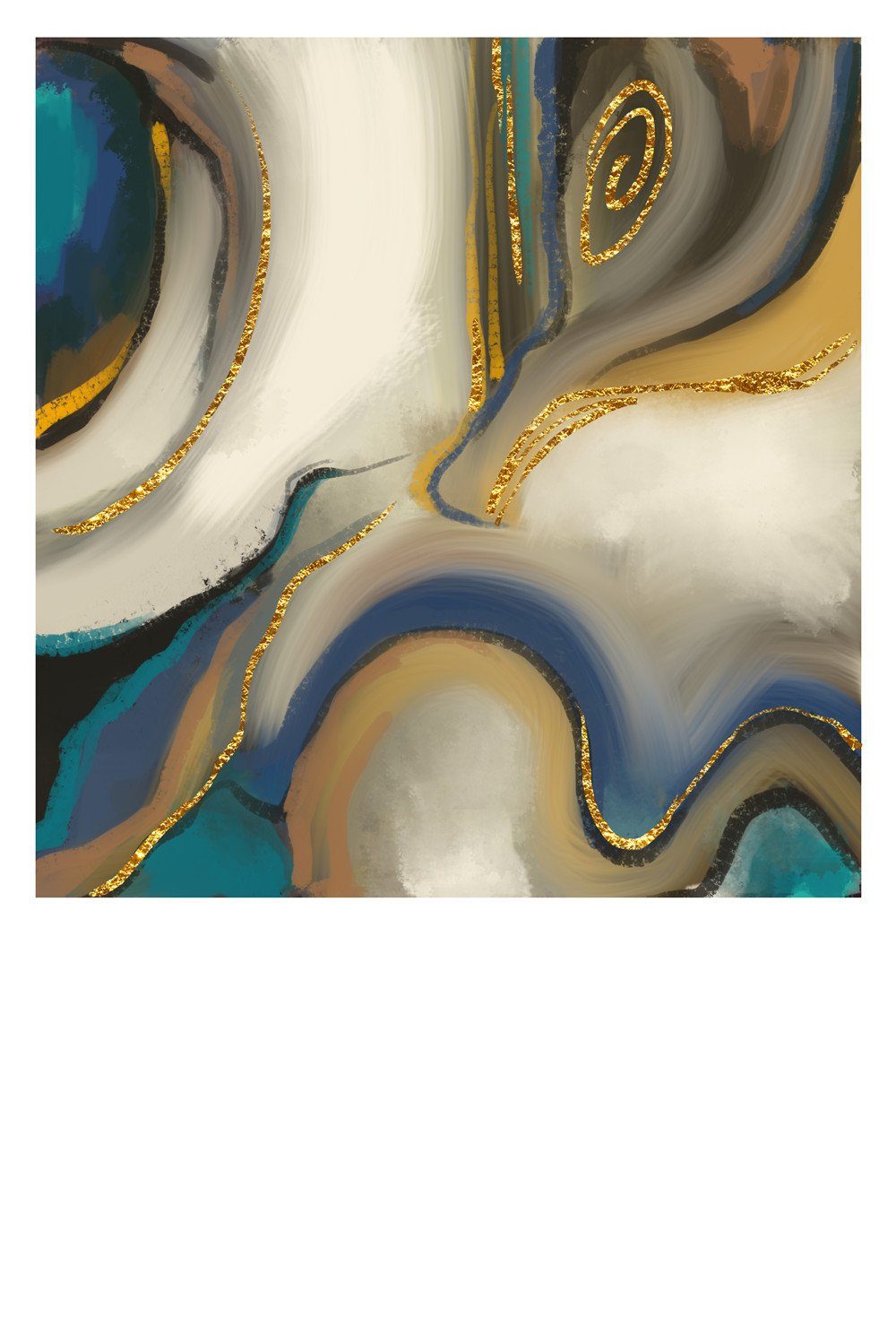 (3 Line Kunstdruck Retro-Stil, Malerei im Einfacher Bildkern Kunstmalereikern L.Ru Golden abstrakter geometrischer Eingang UG St), dekorative