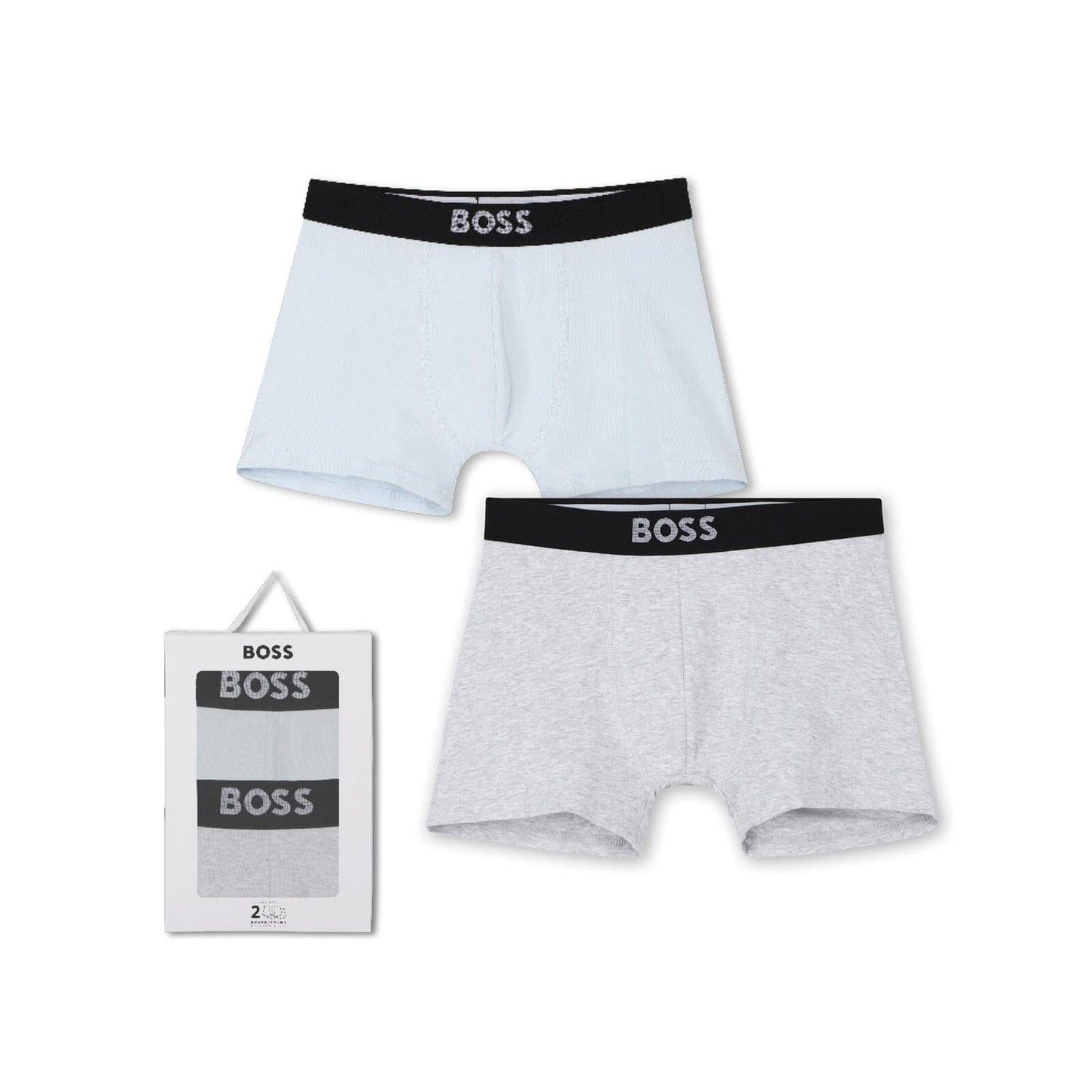 Boxershorts BOSS Kidswear – 2er-Pack Boxershorts aus Jersey, Meliertes Grau