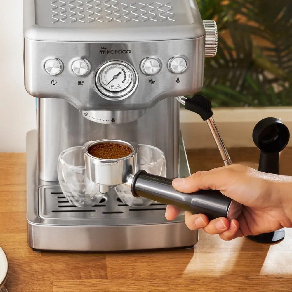Karaca Espressomaschine, Coffee Art 1353 Espressomaschine Siebträger mit Milchschäumer