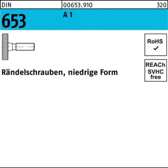 Reyher Schraube 100er Pack Rändelschraube DIN 653 niedrige FormM5x 50 A 1 10 StückDI