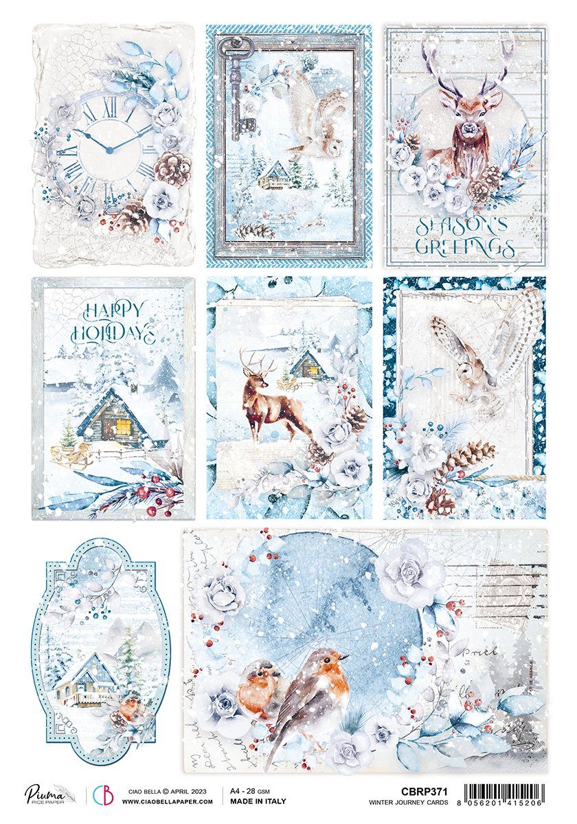 Ciao Bella Seidenpapier Winterreise Karten, DIN A4
