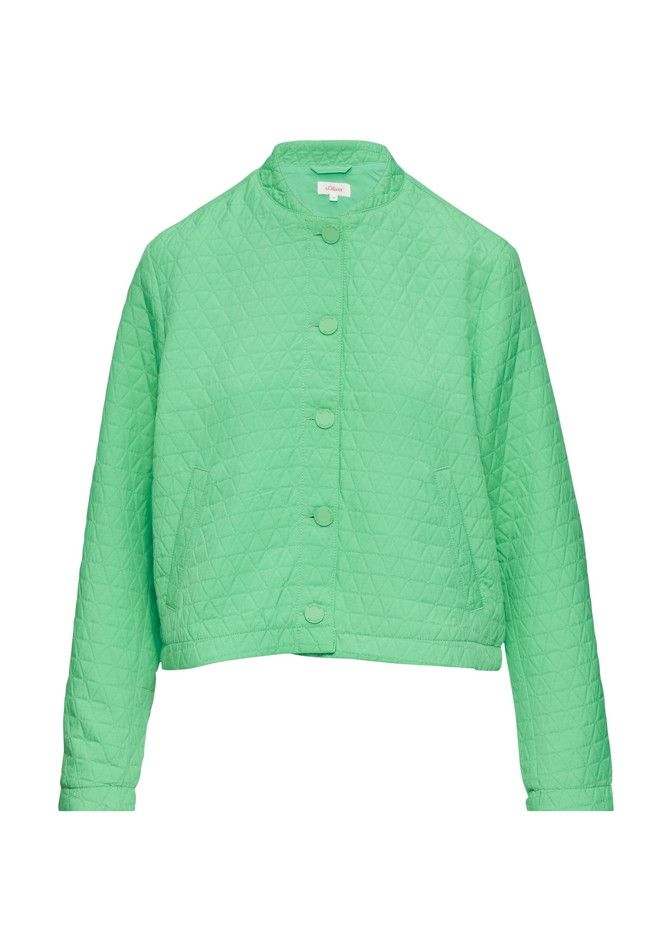 s.Oliver Sweatjacke Indoor-Jacke Strukturierter Blouson mit Stehkragen und Knopfleiste