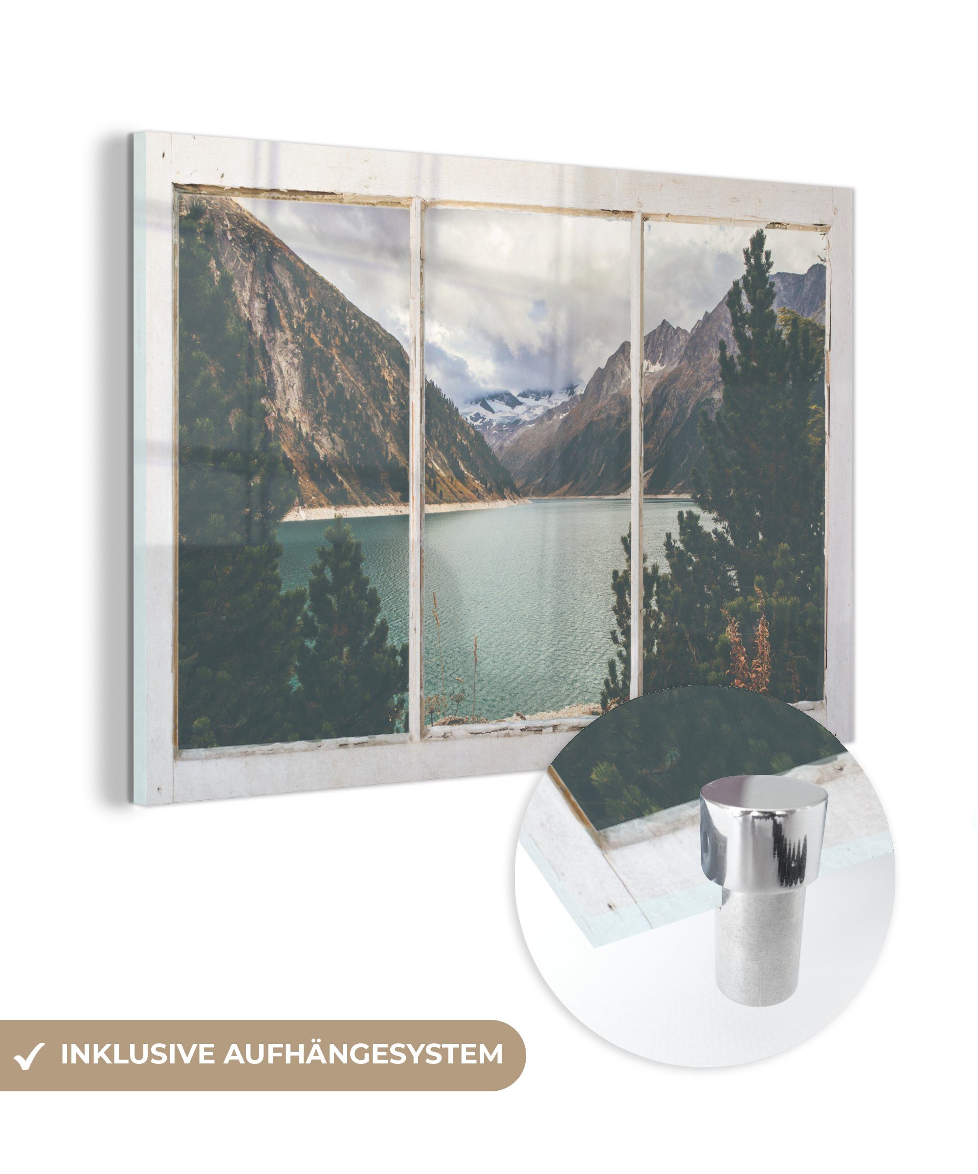 MuchoWow Acrylglasbild Aussicht - Baum - Wasser, (1 St), Glasbilder - Bilder auf Glas Wandbild - Foto auf Glas - Wanddekoration