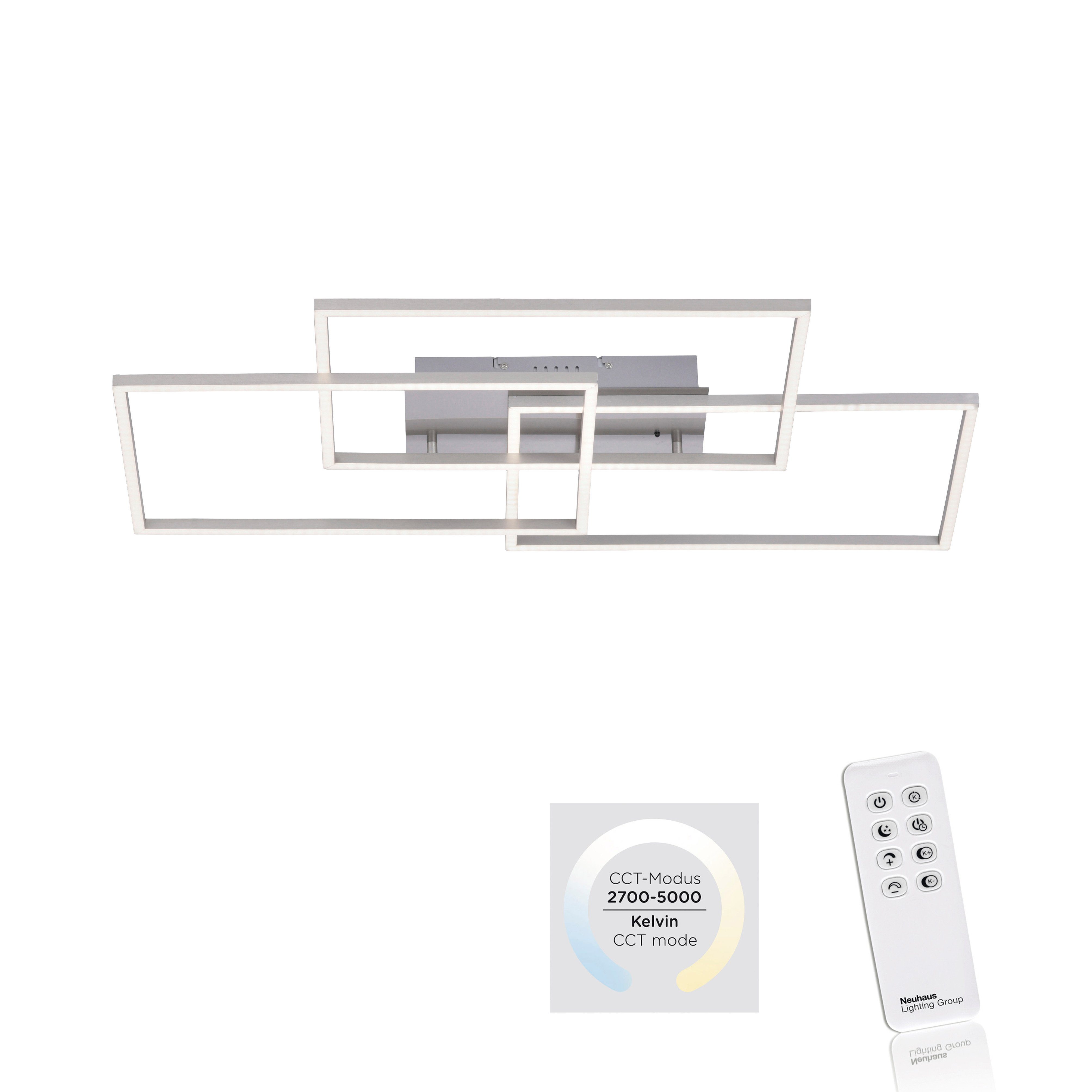 JUST LIGHT LED Deckenleuchte IVEN, CCT - über Fernbedienung, Dimmfunktion, Fernbedienung, Infrarot inkl., Memory, nach Trennung vom Netz, LED fest integriert, warmweiß - kaltweiß, dimmbar über Fernbedienung