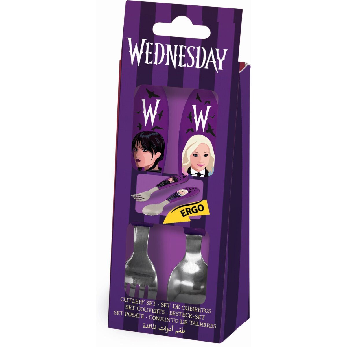 Wednesday Kinderbesteck Wednesday Enid Metall-Ergo-Besteckset, 2-teilig (2-tlg), Edelstahl