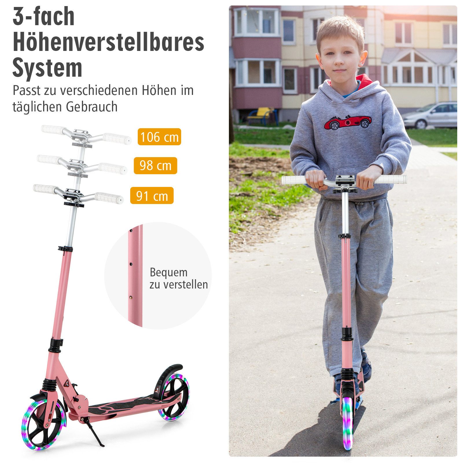 COSTWAY Scooter, Roller klappbar, kinder ab 8 jahre