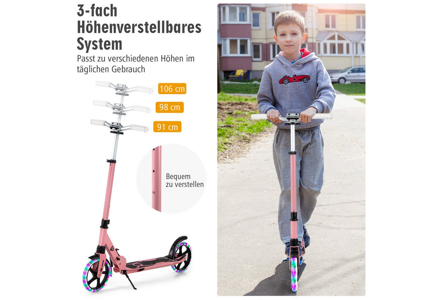 Thumbnail - COSTWAY Scooter, Roller klappbar, kinder ab 8 jahre